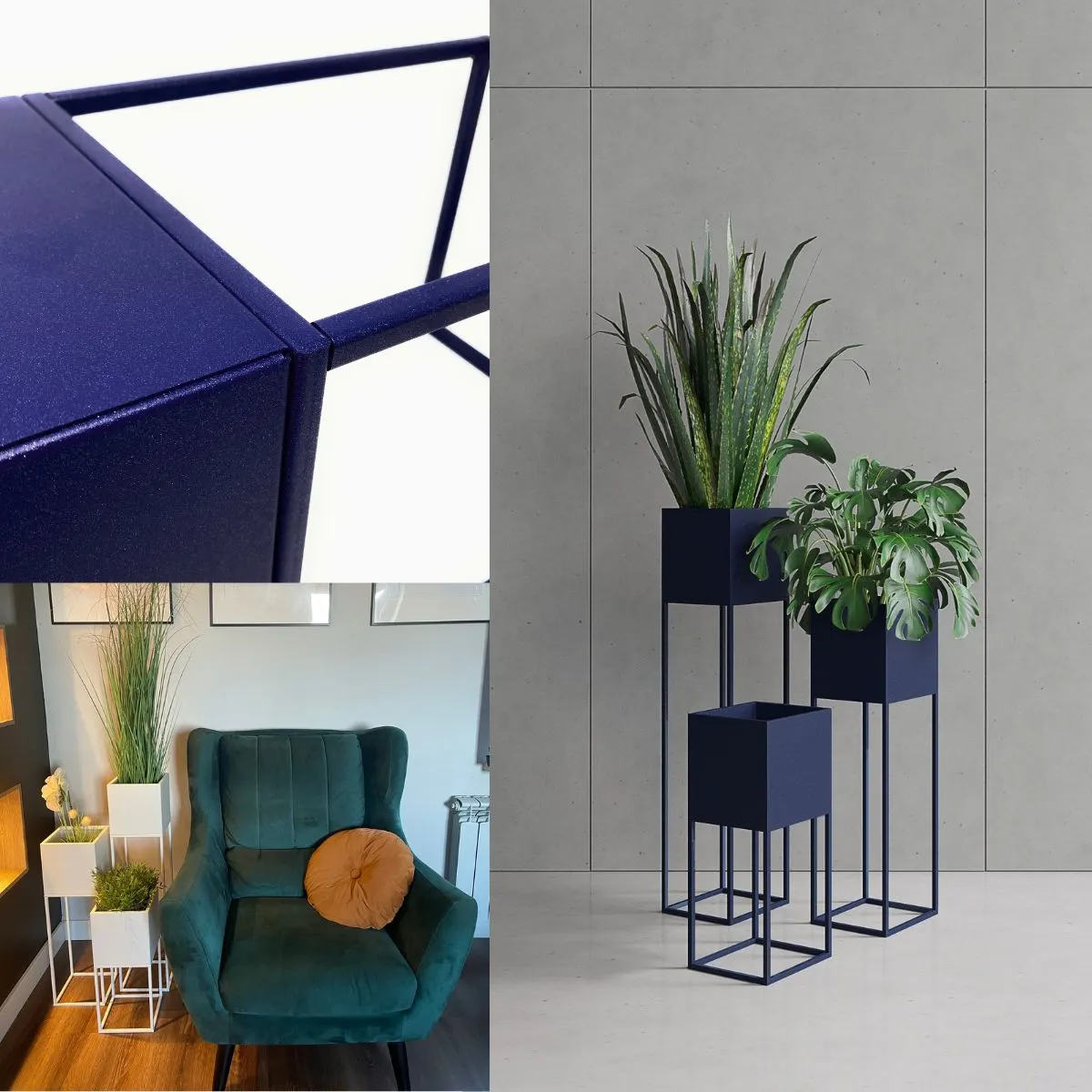 DONICZKA-osłonka na donice metalowa LORIENT S niebieska - LD_TZ000079