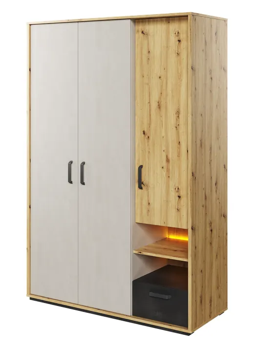 Szafa 3-drzwiowa LED Qubic QB-02 130cm dąb artisan
