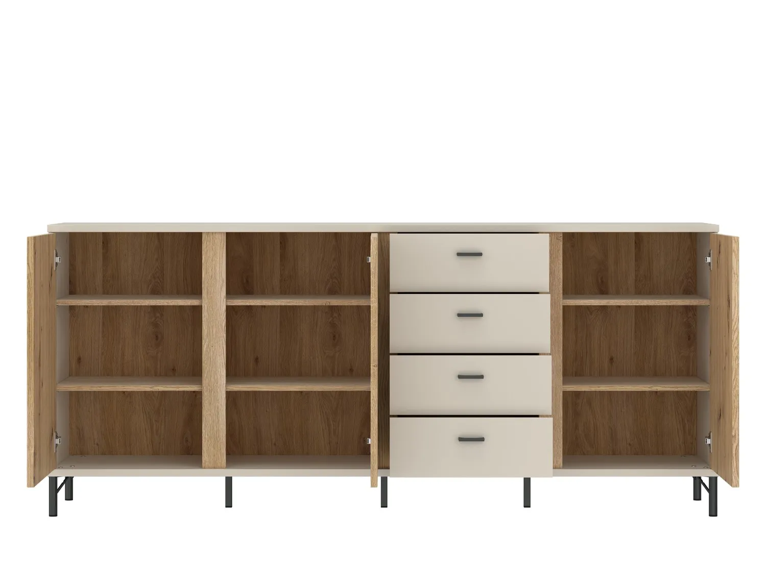 Komoda 3-drzwiowa z szufladami MOSANO 200 cm kaszmir/dąb cremona - 6000000021312