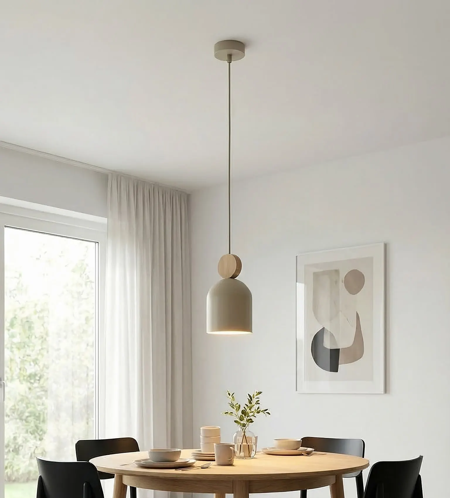 lampa wisząca, lampa wisząca, stół okrągły, jadalnia, dekor