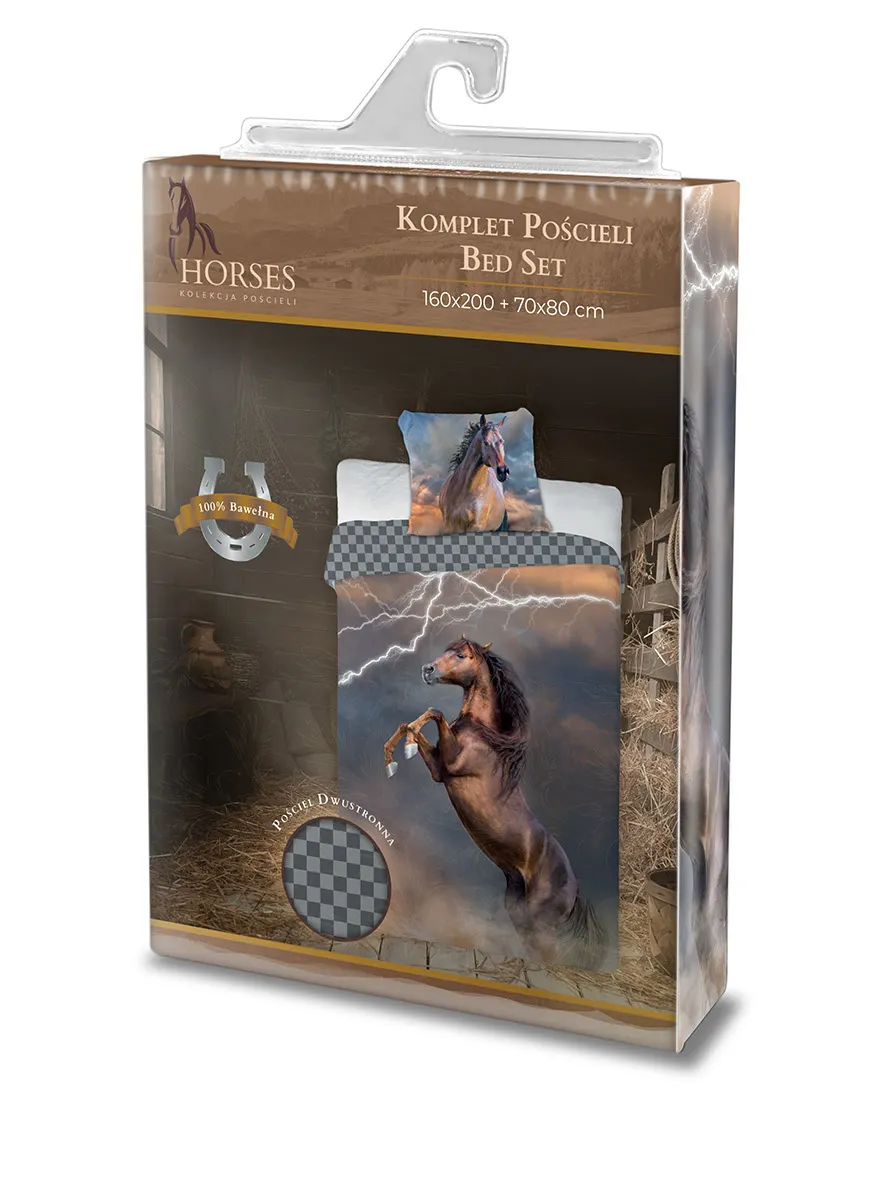 Pościel młodzieżowa komplet HORSES 003 PIORUN 160X200+70X80 wielokolorowy - FARO_24535