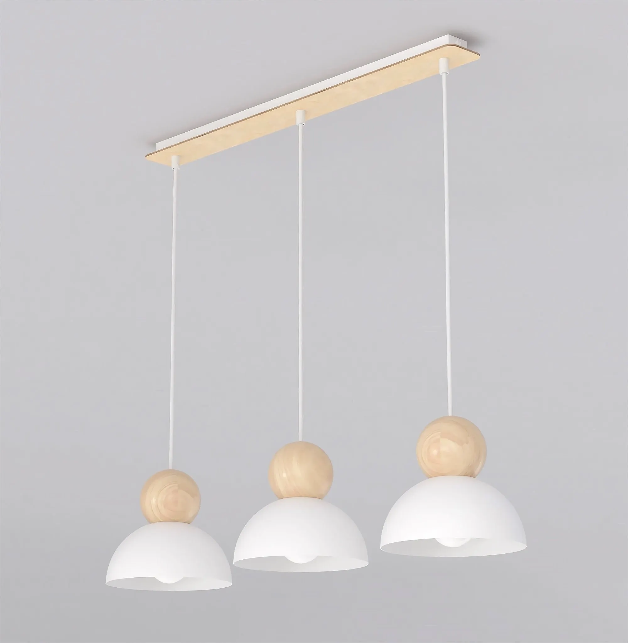 Lampa wisząca prosta KAKI 3 biały naturalny - 1677/3