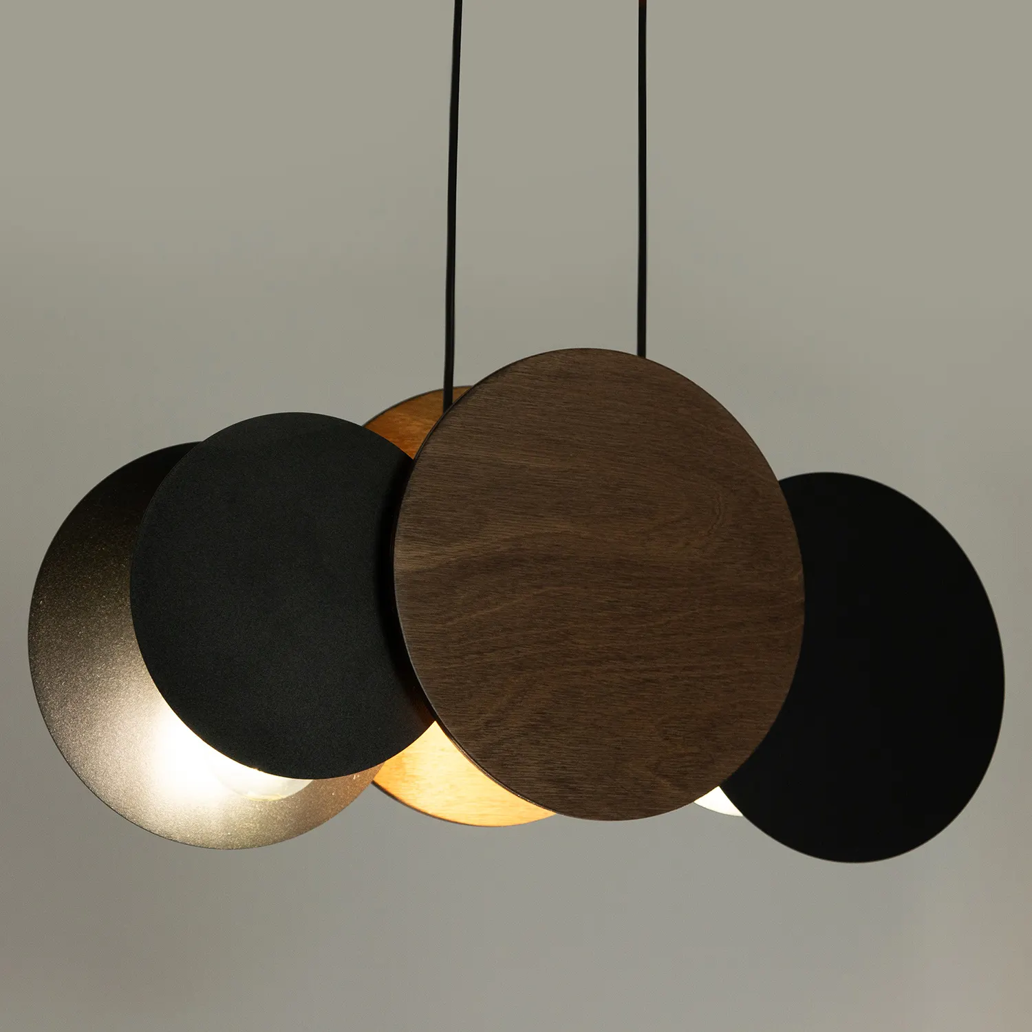 Lampa wisząca TOLA 3 czarno-brązowa efekt drewna - SI_40893