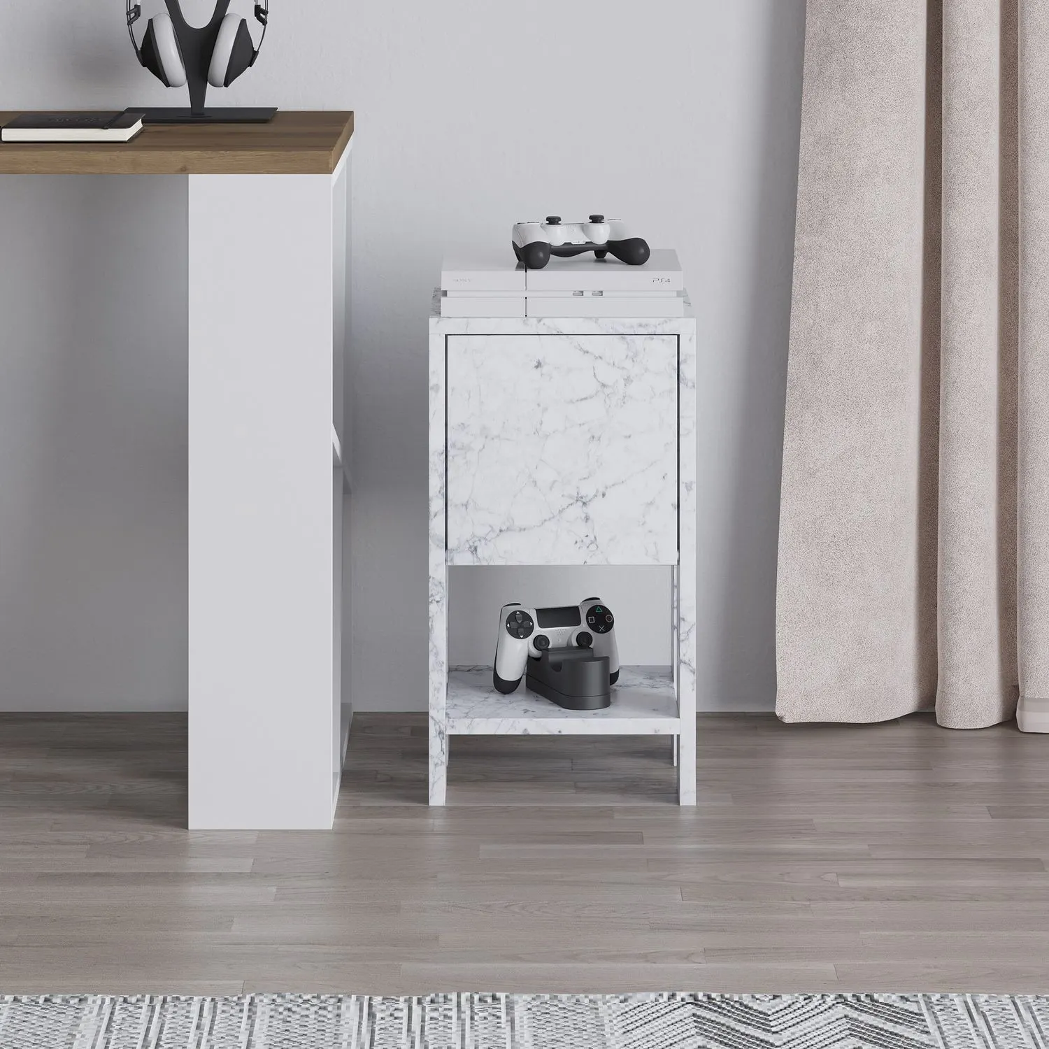 Szafka nocna EMA 30x30x55 biały efekt marmuru - ASI_776HMS3439