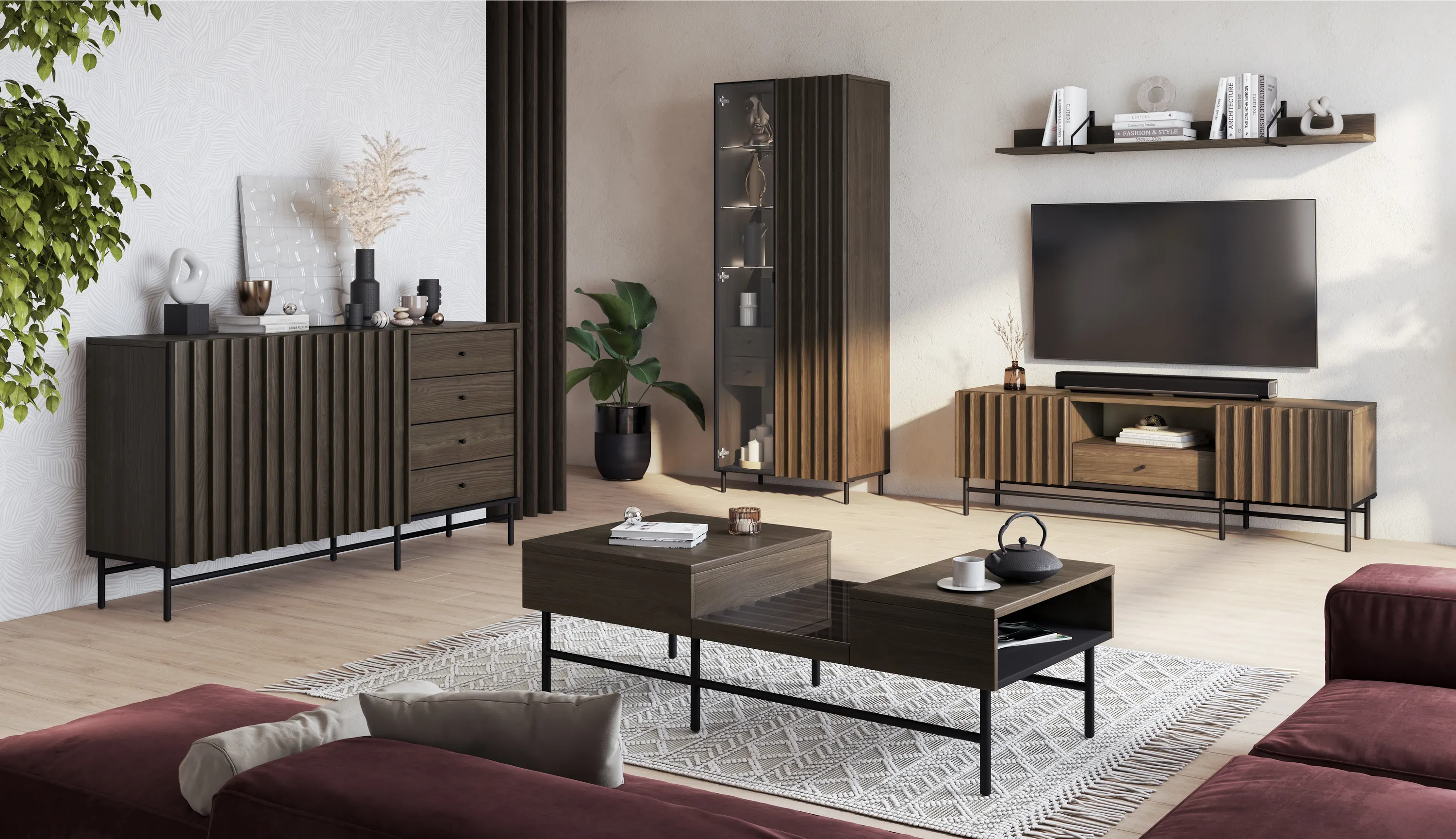 Komoda z szufladami Piemonte PE-07 165cm lamel jesion portlandzki/czarna - PE7JCZ