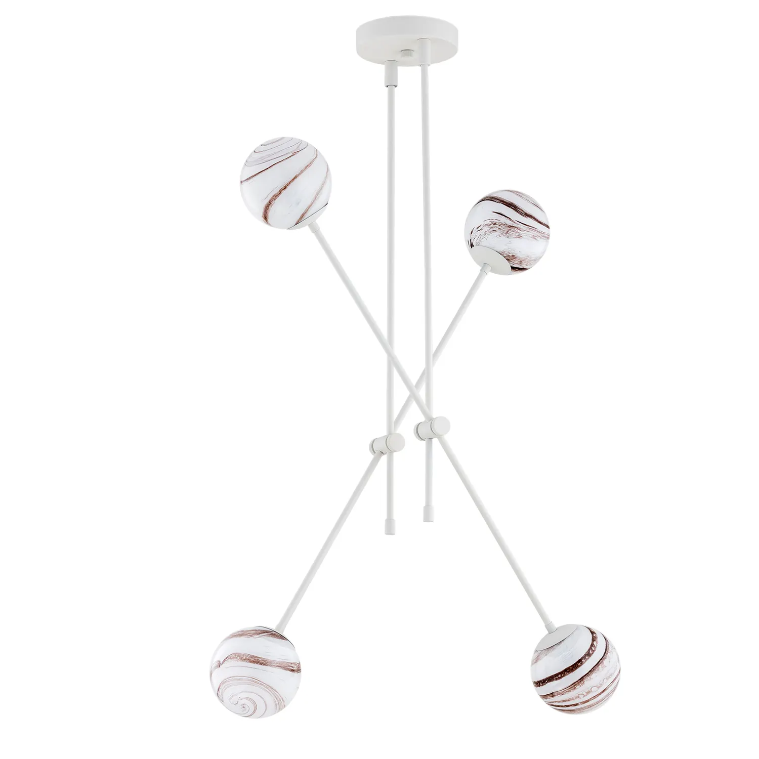 Lampa wisząca ABSOS metalowa biała biało-brązowa marmur regulowana 95x86cm - 1841