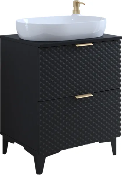 Szafka pod umywalkę LAURA wisząca z 2 szufladami 60 cm - czarna - 30W3NM47