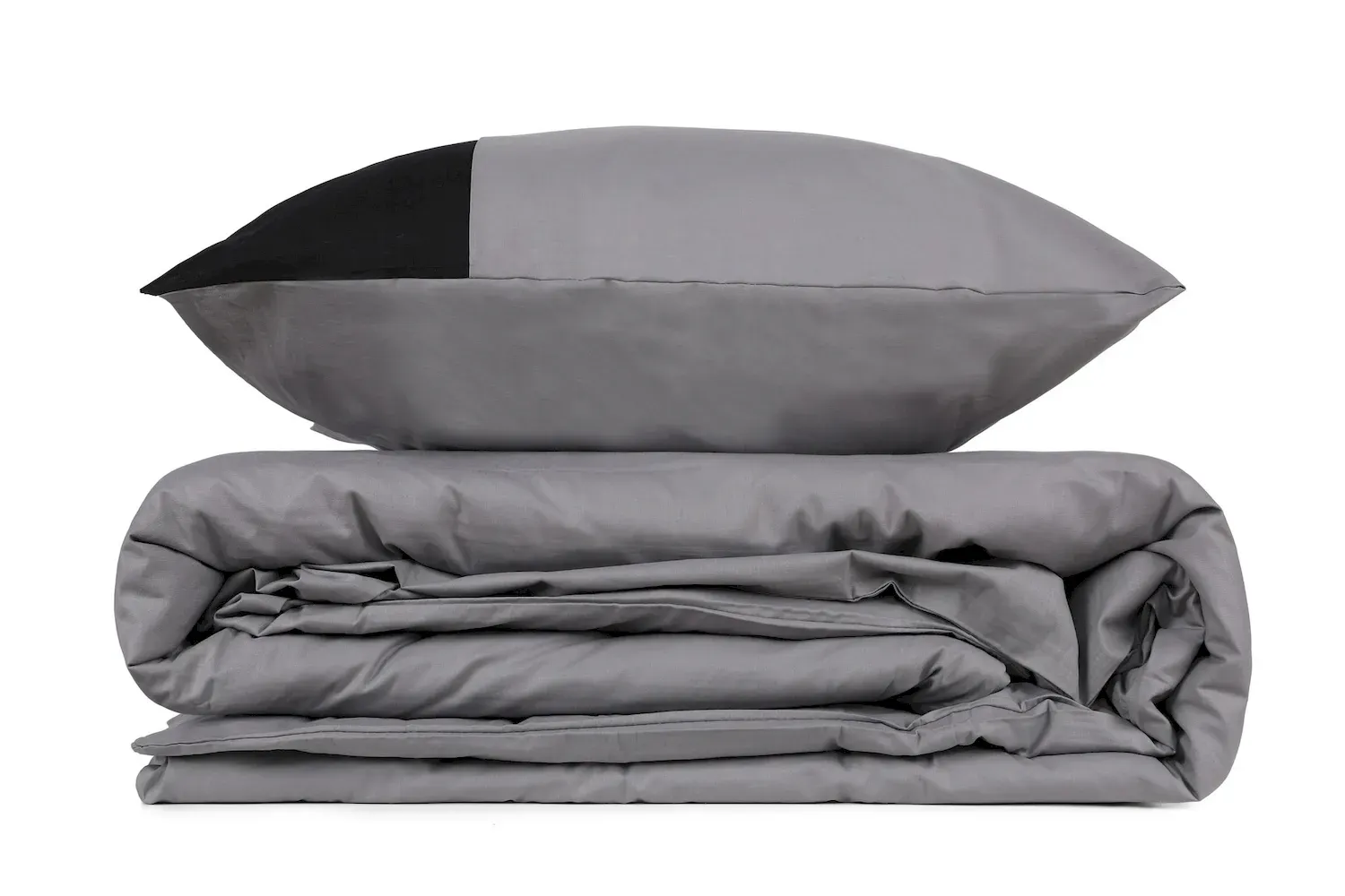Komplet pościeli PLAIN 240x220 poszewka 60x60 cm 2 szt. szary czarny