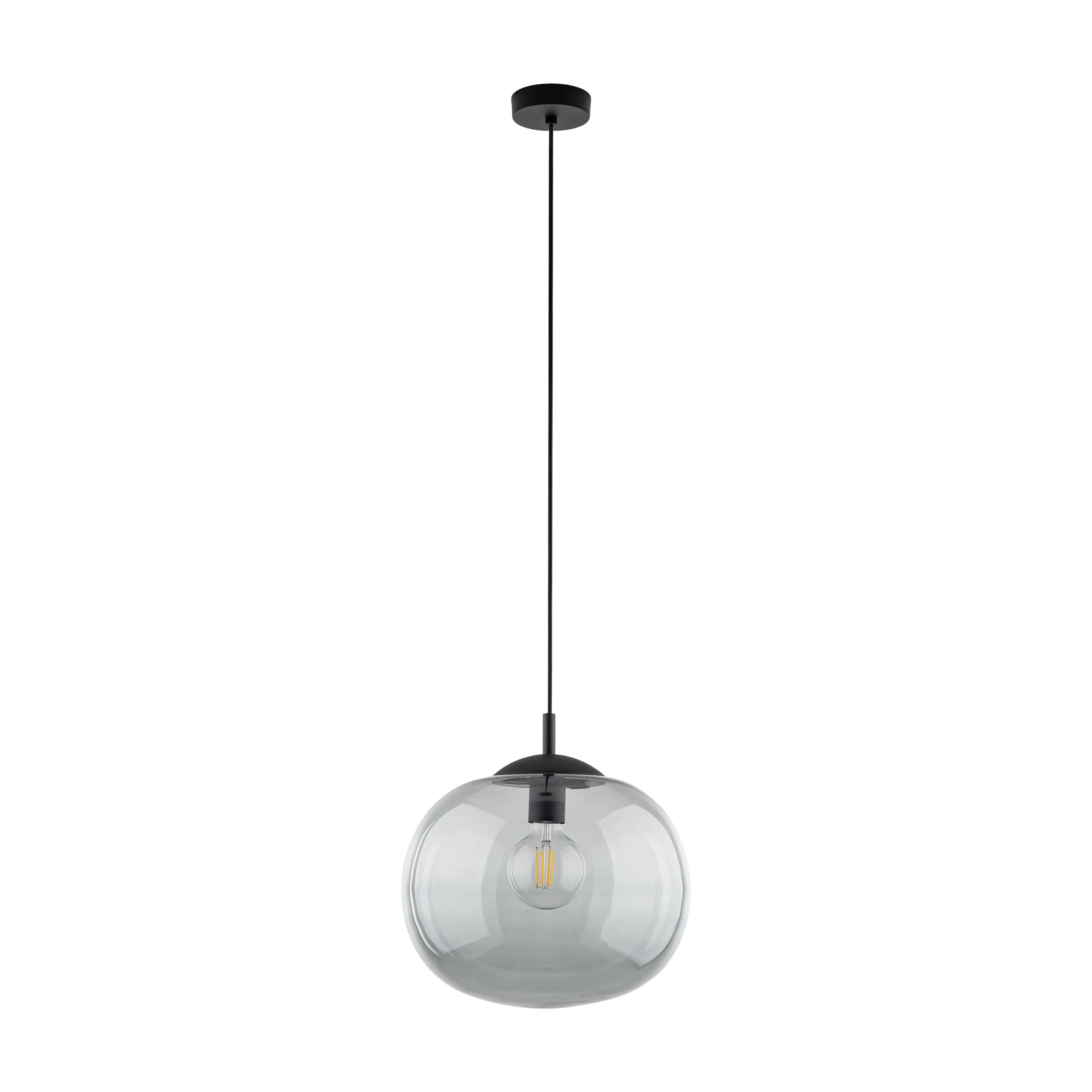 Lampa wisząca VIBE czarna z grafitowym okrągłym szklanym kloszem 170x35cm