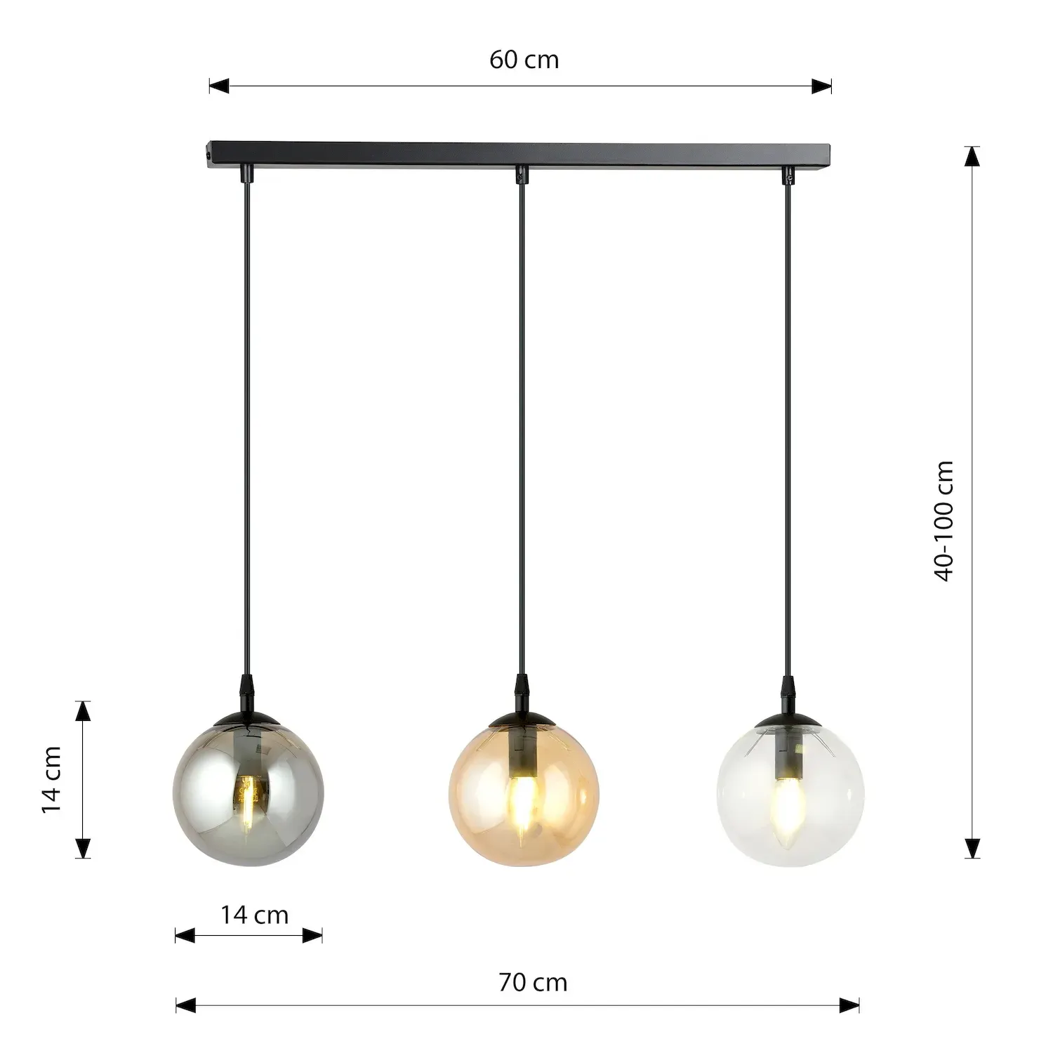 Lampa wisząca COSMO 3 czarny - 714/3