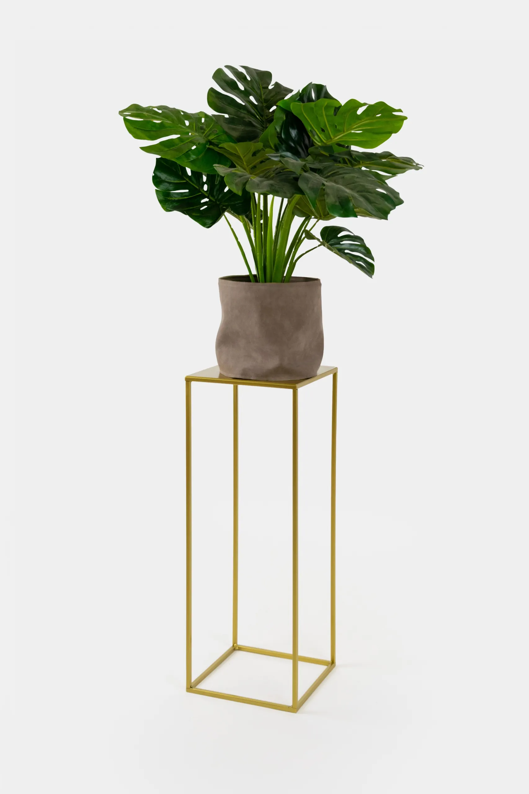 Kwietnik stojący metal drewno BREST M złoty - LD_TZ000161