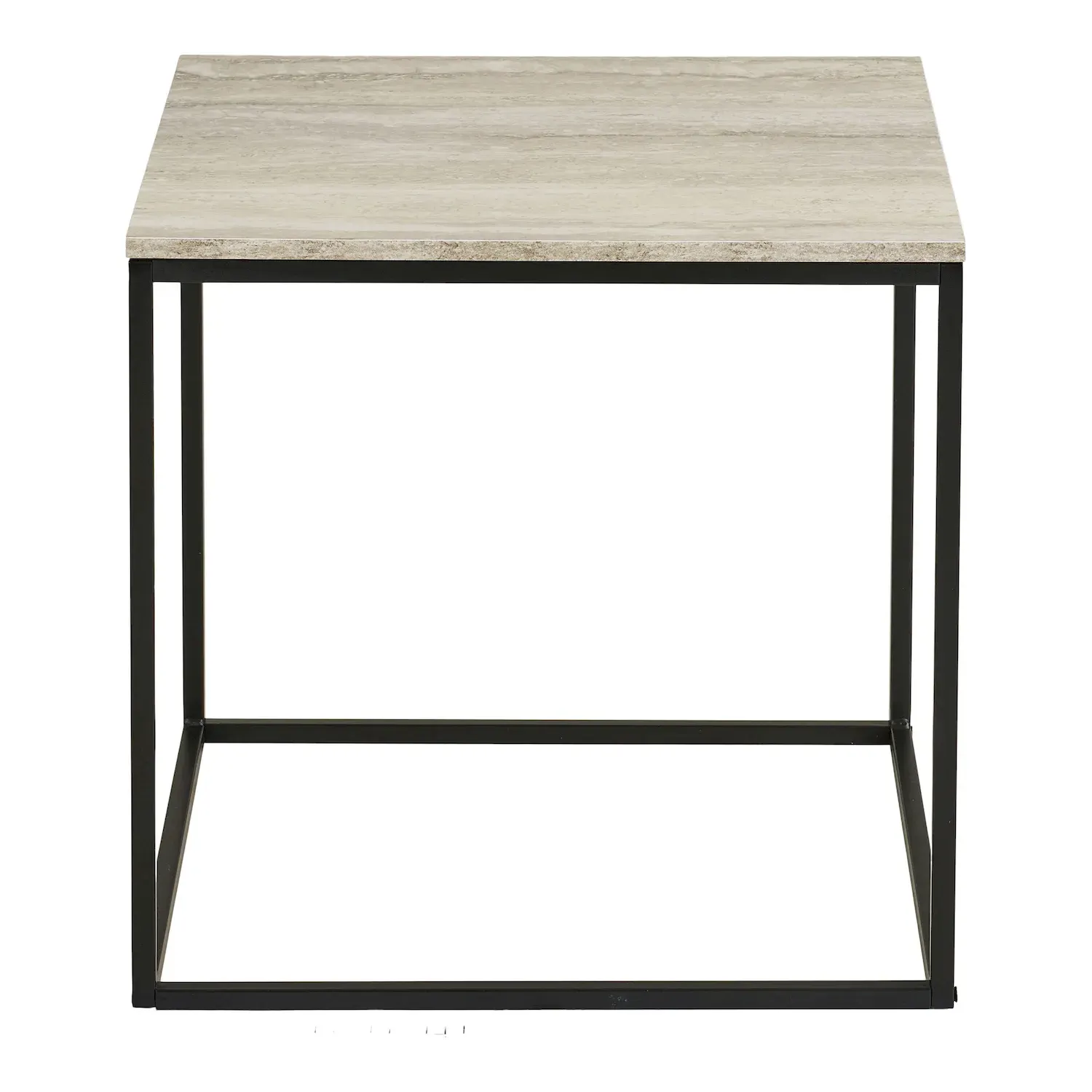 Stolik boczny trawertynowy VITA 45x45x45 cm beżowy czarny — zdjęcie 3
