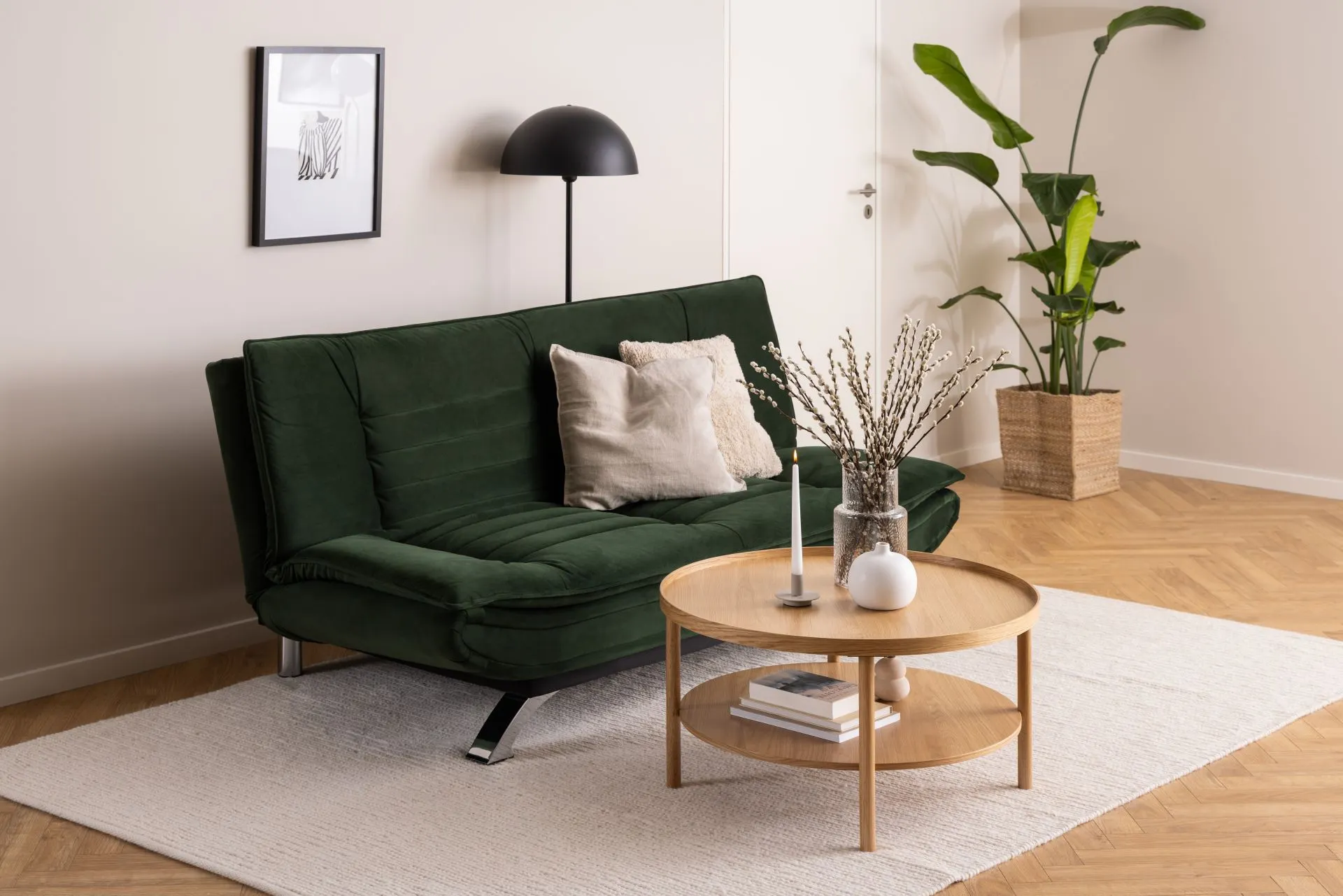 Stolik kawowy okrągły z półką BANBURY 80x42 Naturalny - 0000101468