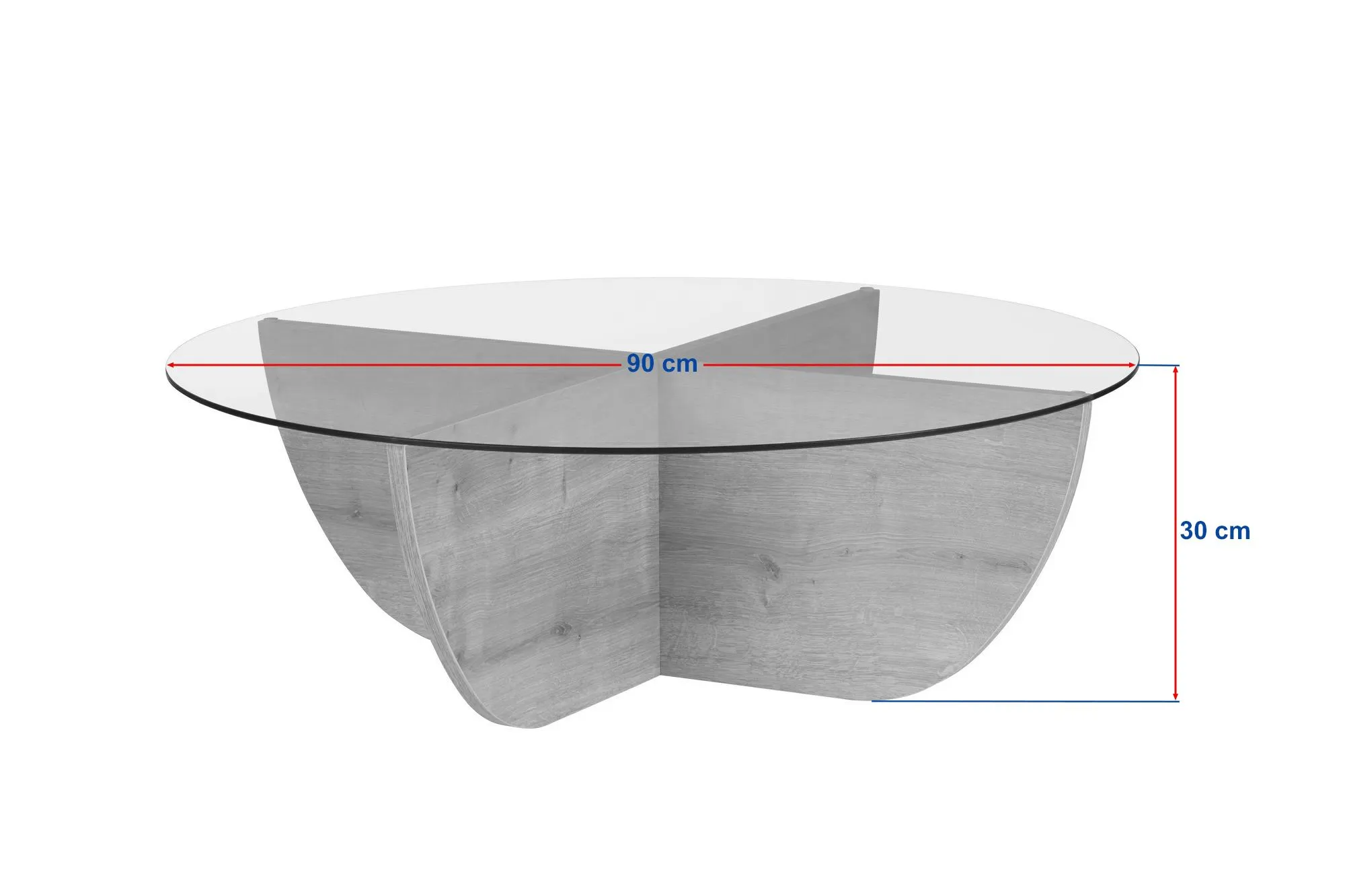 Stolik kawowy okrągły LIYA fi90 transparentny czarny - ASI_668NRD1128