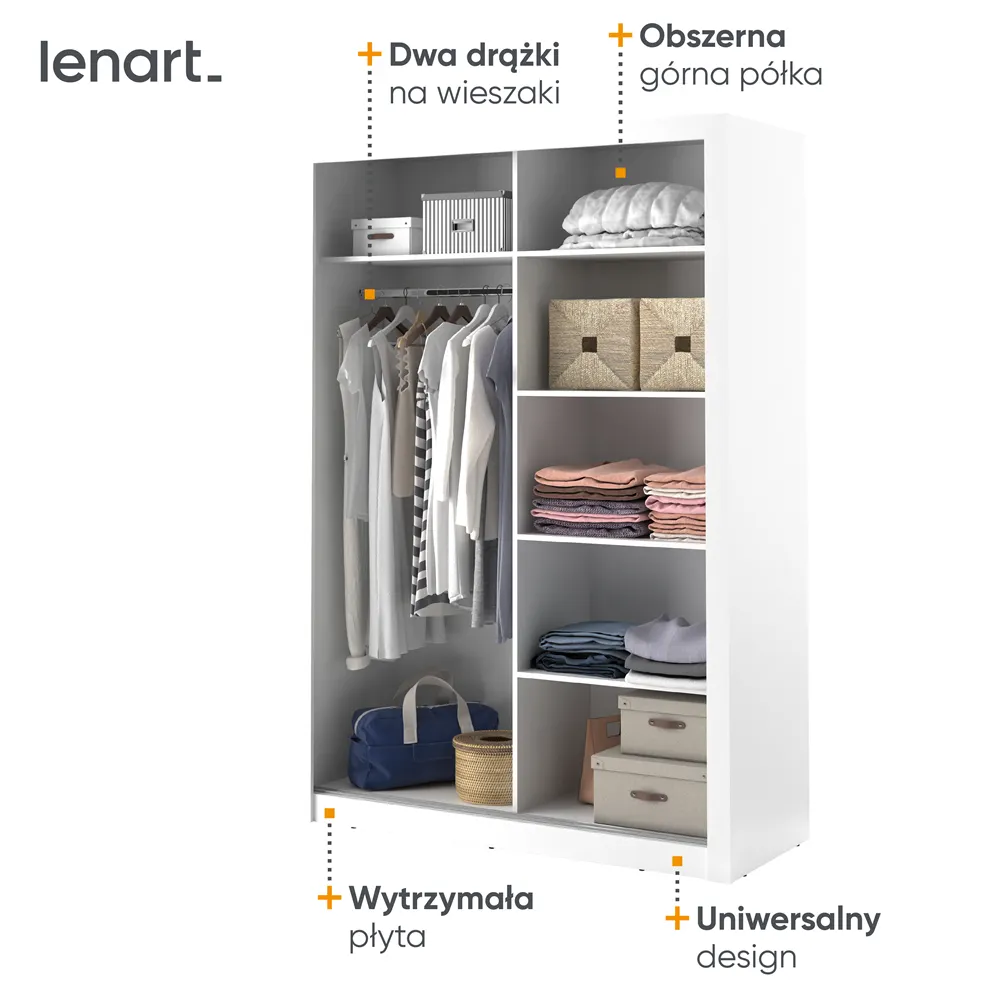 Szafa 2-drzwiowa ARTI AR-04 150cm biała - AR4BI