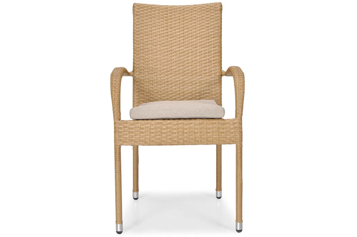Krzesło ogrodowe z podłokietnikami MALAGA technorattan beżowe - FE5906948124363