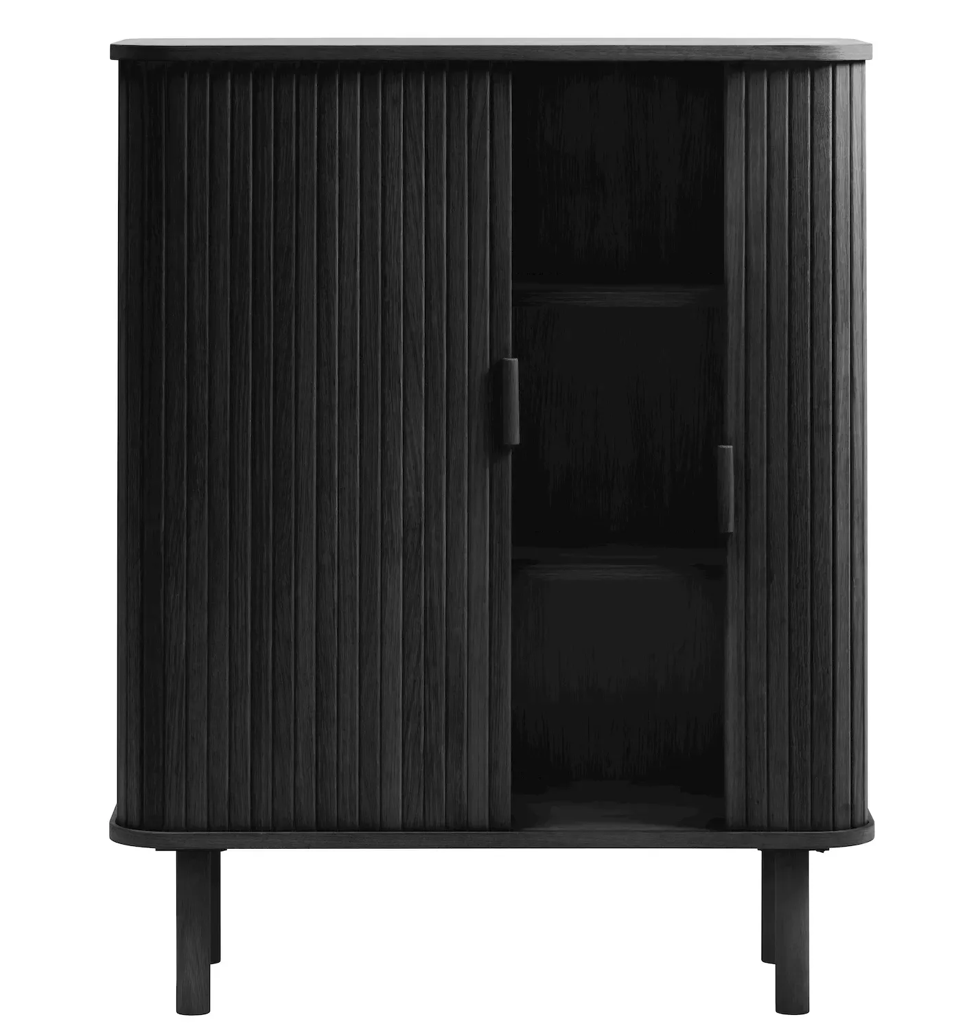 Komoda wysoka CAVO 2-drzwiowa ryflowana - czarna - UN_48954641