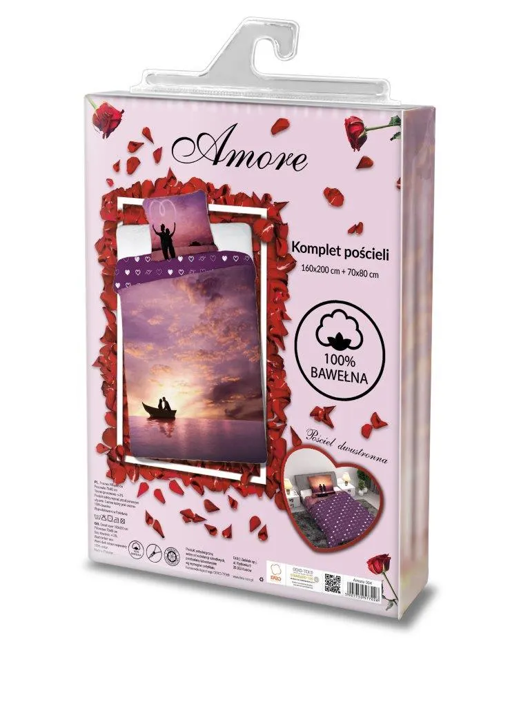 Pościel komplet AMORE 004 bawełna 100% 160X200+70X80 wielokolorowy - FARO_19489