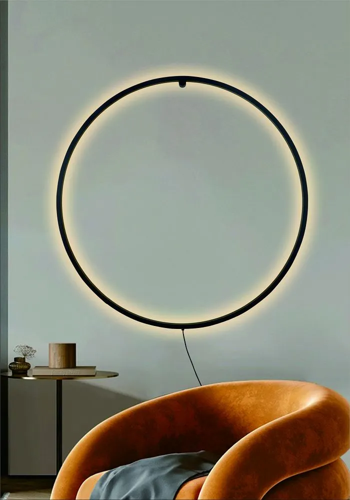 image okrągłe światło, lampa wisząca, podkowa LED, koc spojenie, pomieszczenie nowoczesne