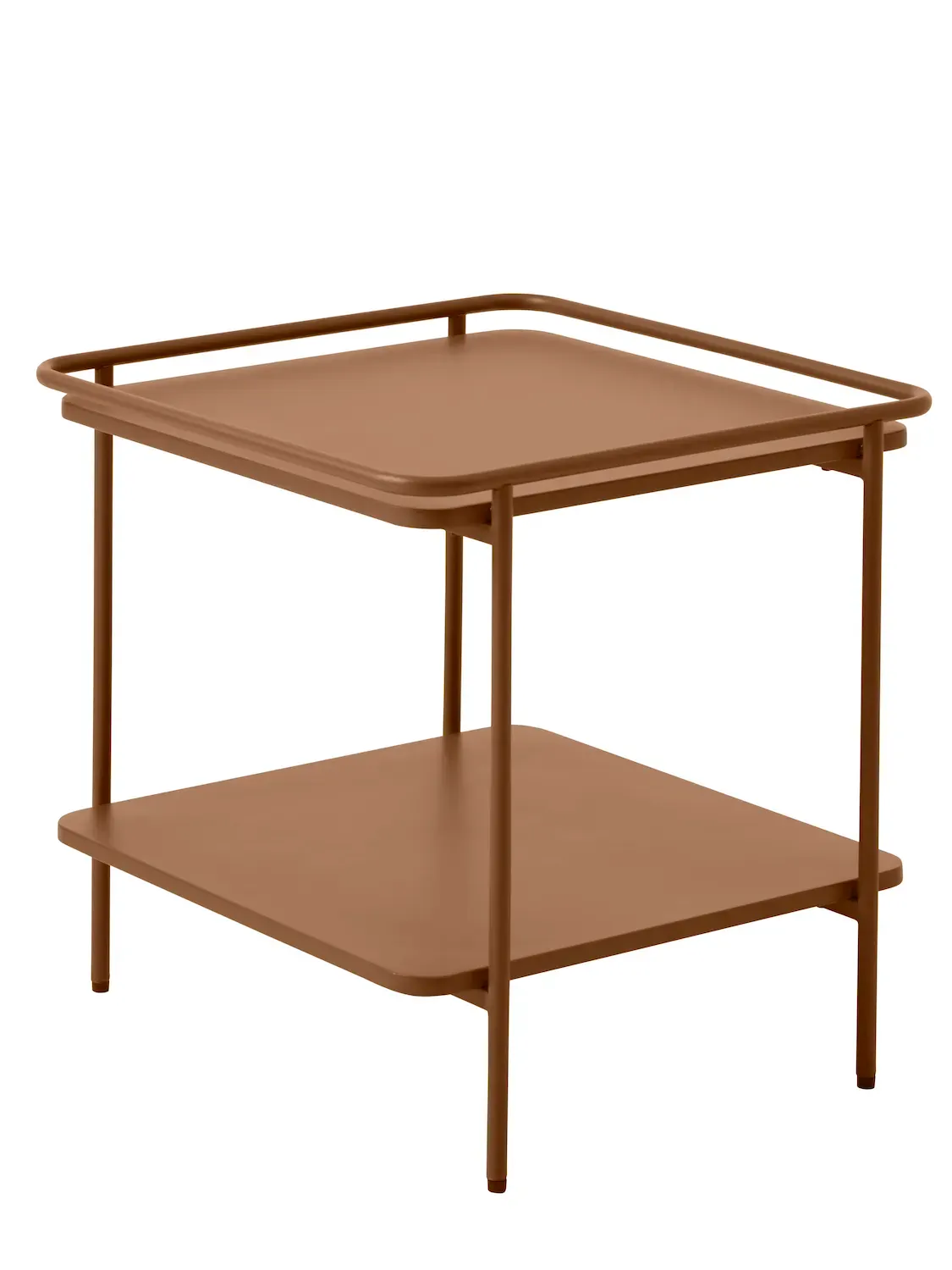 Stolik kawowy metalowy YUBA z półką 45x45 cm - ceglasty Stolik kawowy metalowy YUBA z półką 45x45 cm - ceglasty
