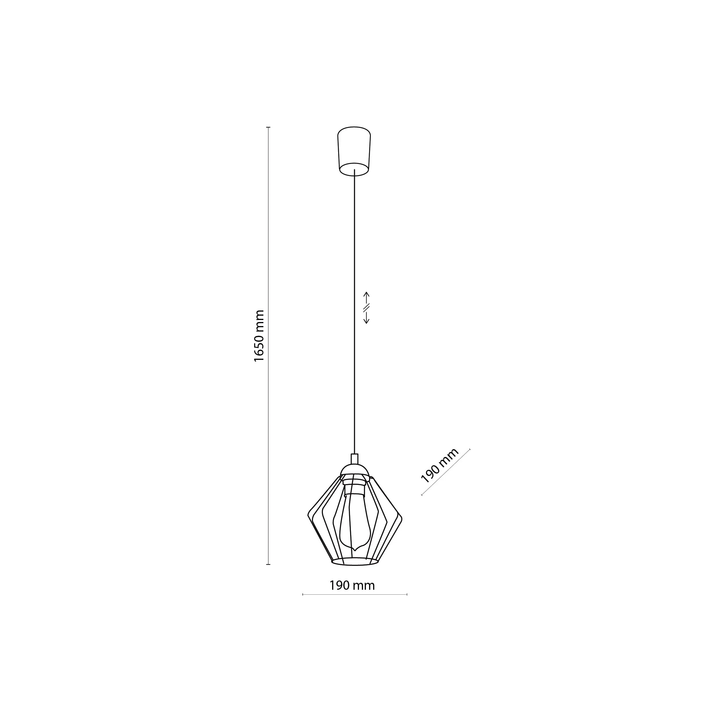 Lampa wisząca GALAXY czarna z miedzianym elementem 165x18cm — zdjęcie 4