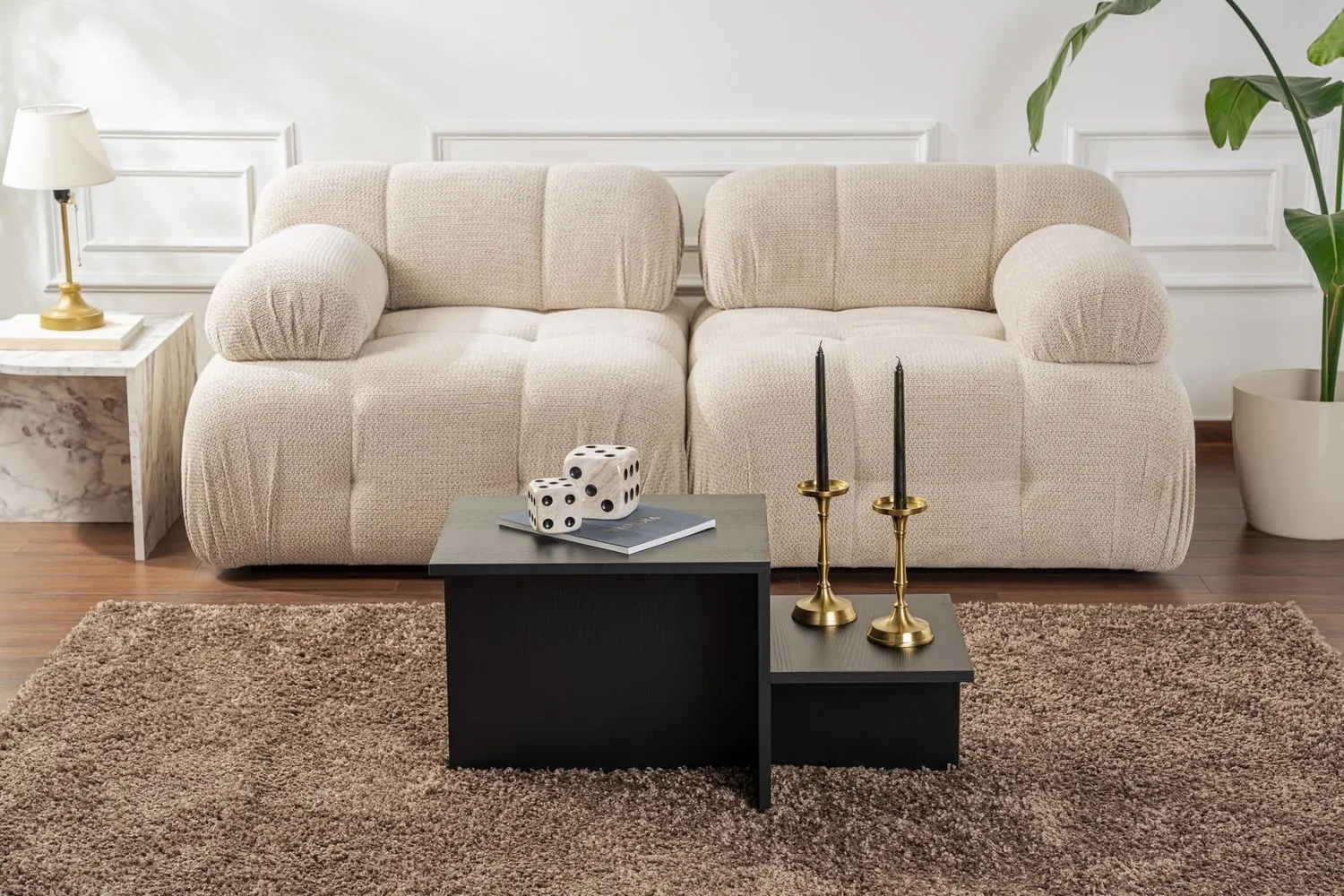 Stolik kawowy z boczną półką HARMONY 40x80 czarny