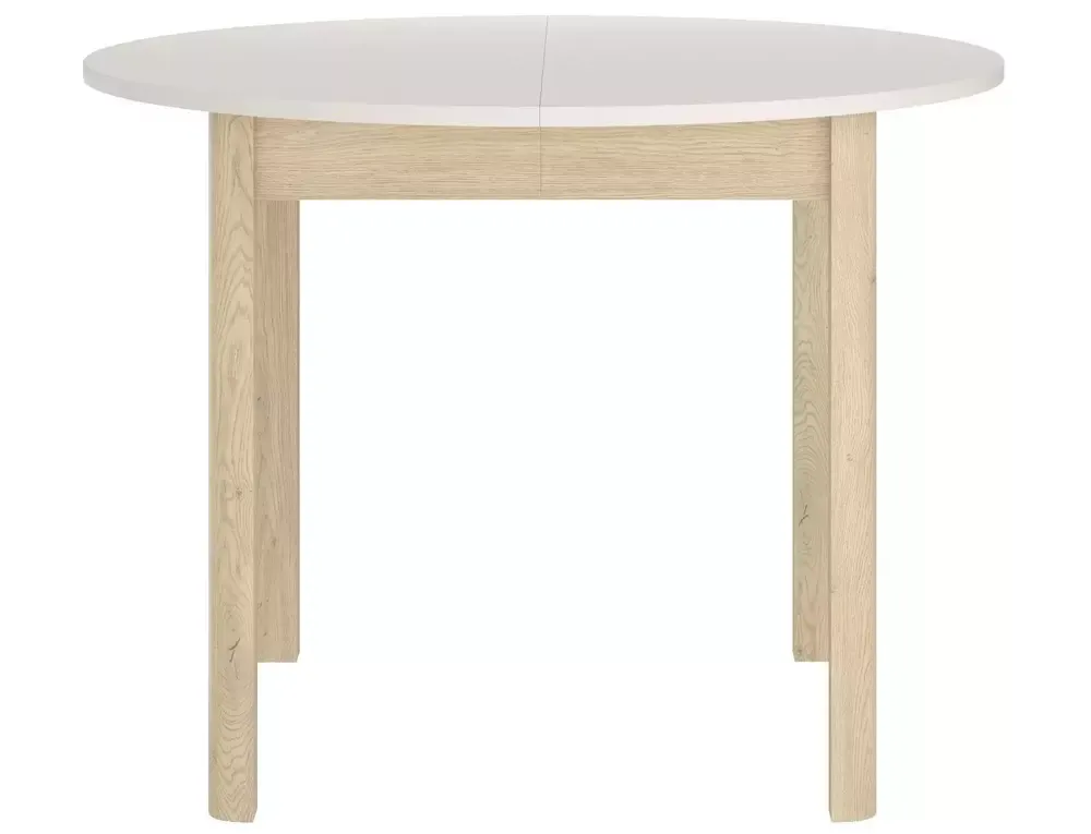 Stół rozkładany DANTE okrągły 102x(102-144) cm kaszmirowy/dąb cremona torro