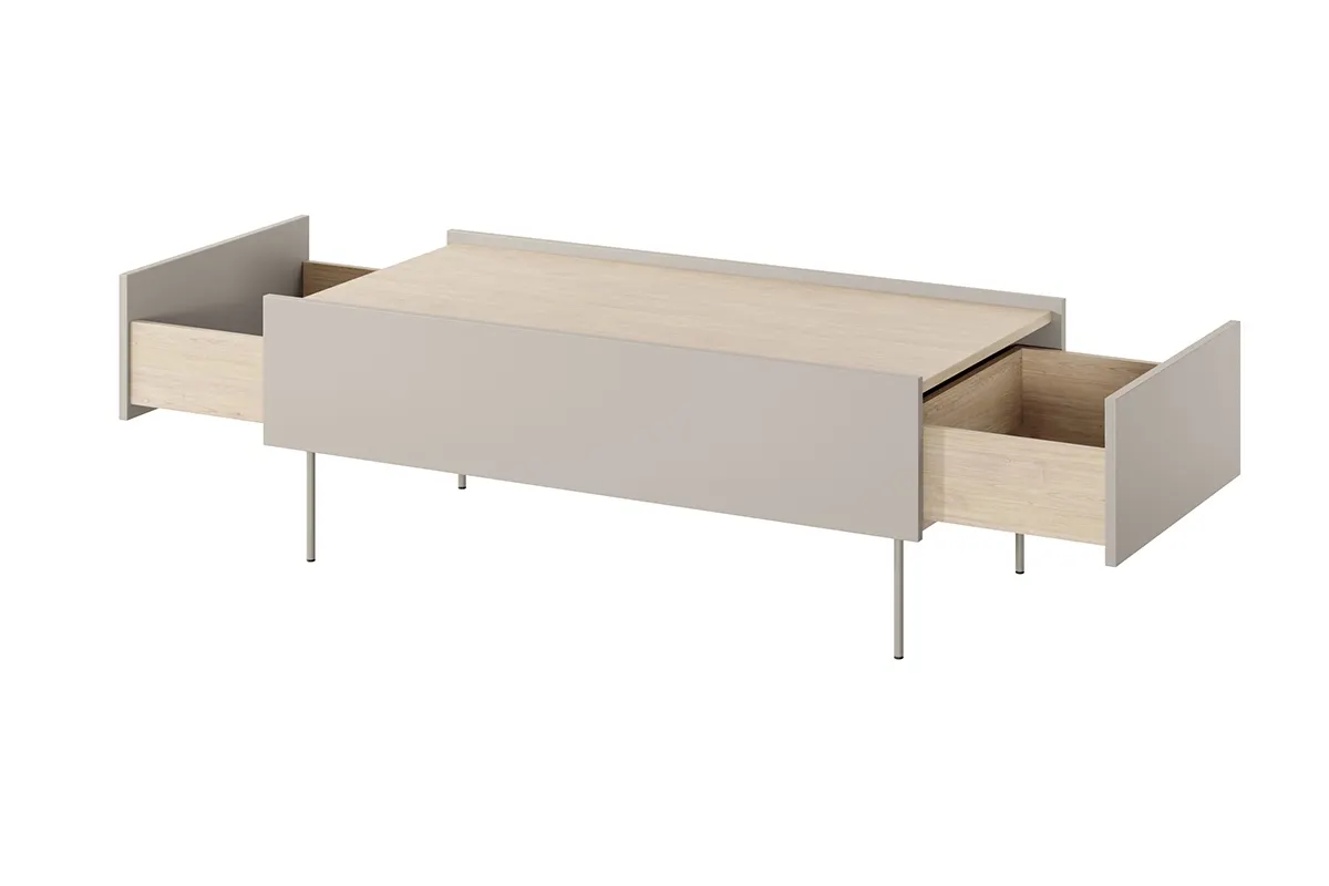 Ława DESIN 120 z 2 szufladami - kremowa / dąb nagano - B_149044