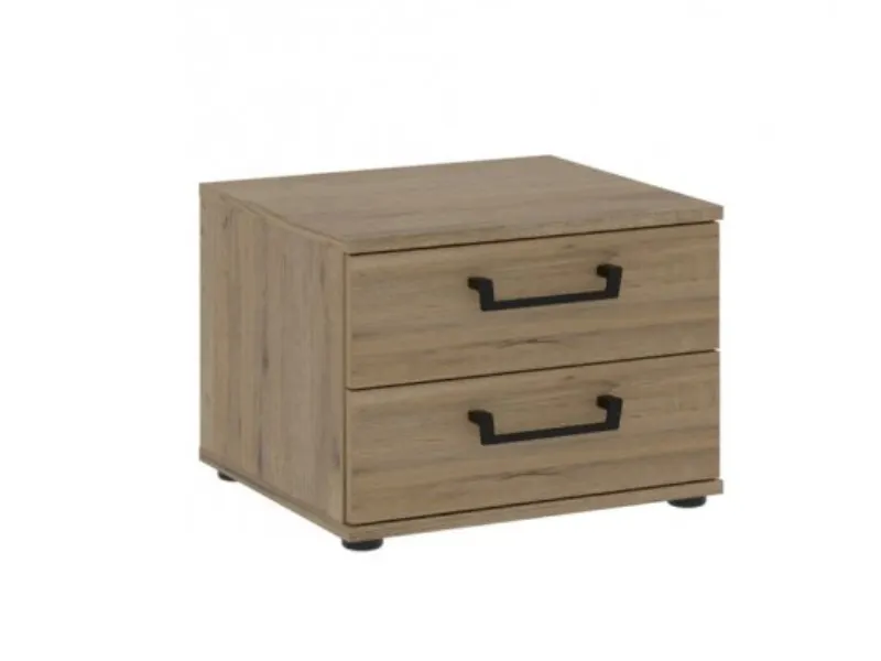 Szafka nocna z 2 szufladami ORIENTAL TREE Dąb Bartex, czarny