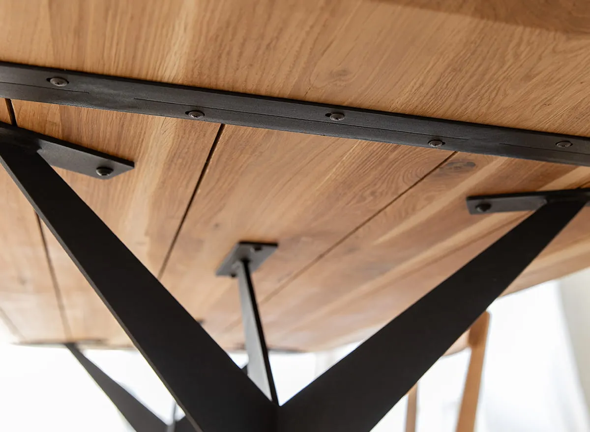 Stół dębowy SISTINA 160x90 na metalowych nogach, naturalny, olejowany - SISTINA160X90