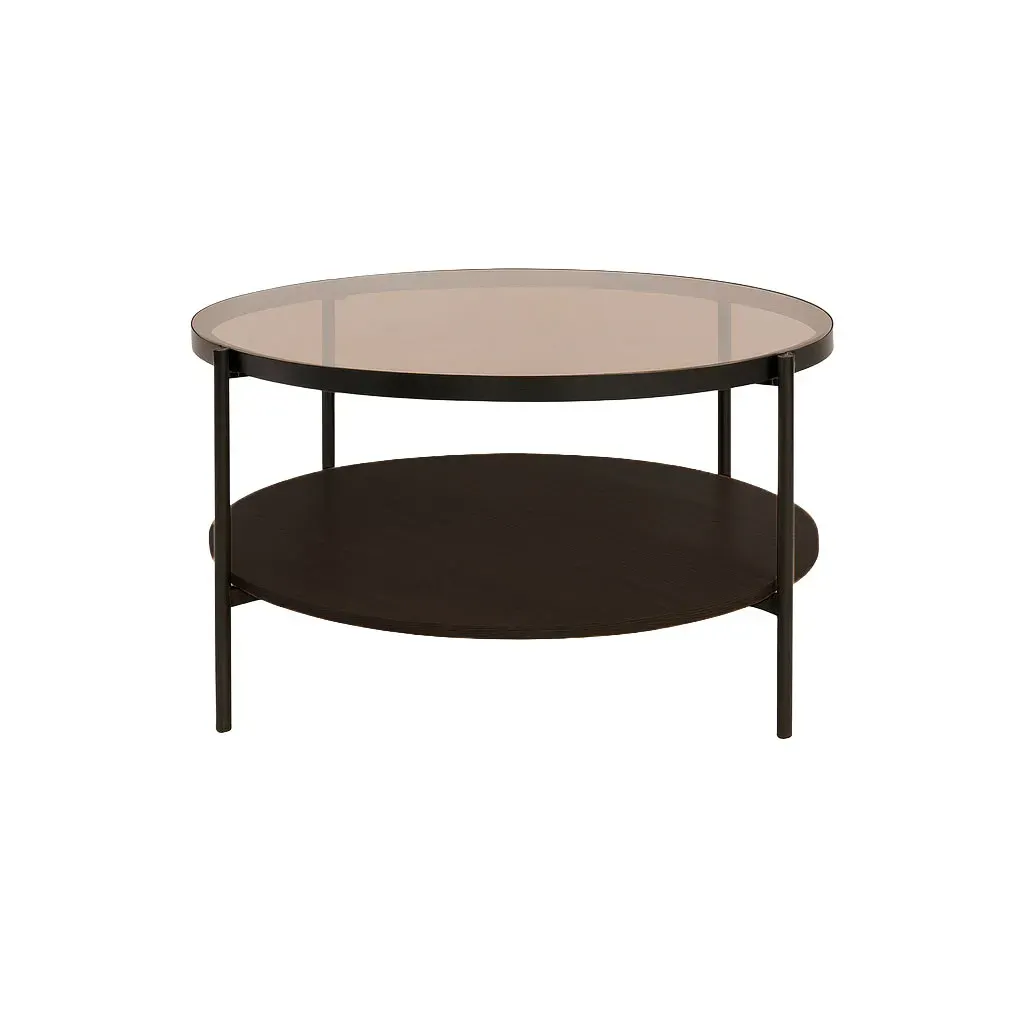 Stolik kawowy okragły HASSEL z półką 84 cm brązowy espresso czarny Stolik kawowy okragły HASSEL z półką 84 cm brązowy espresso czarny