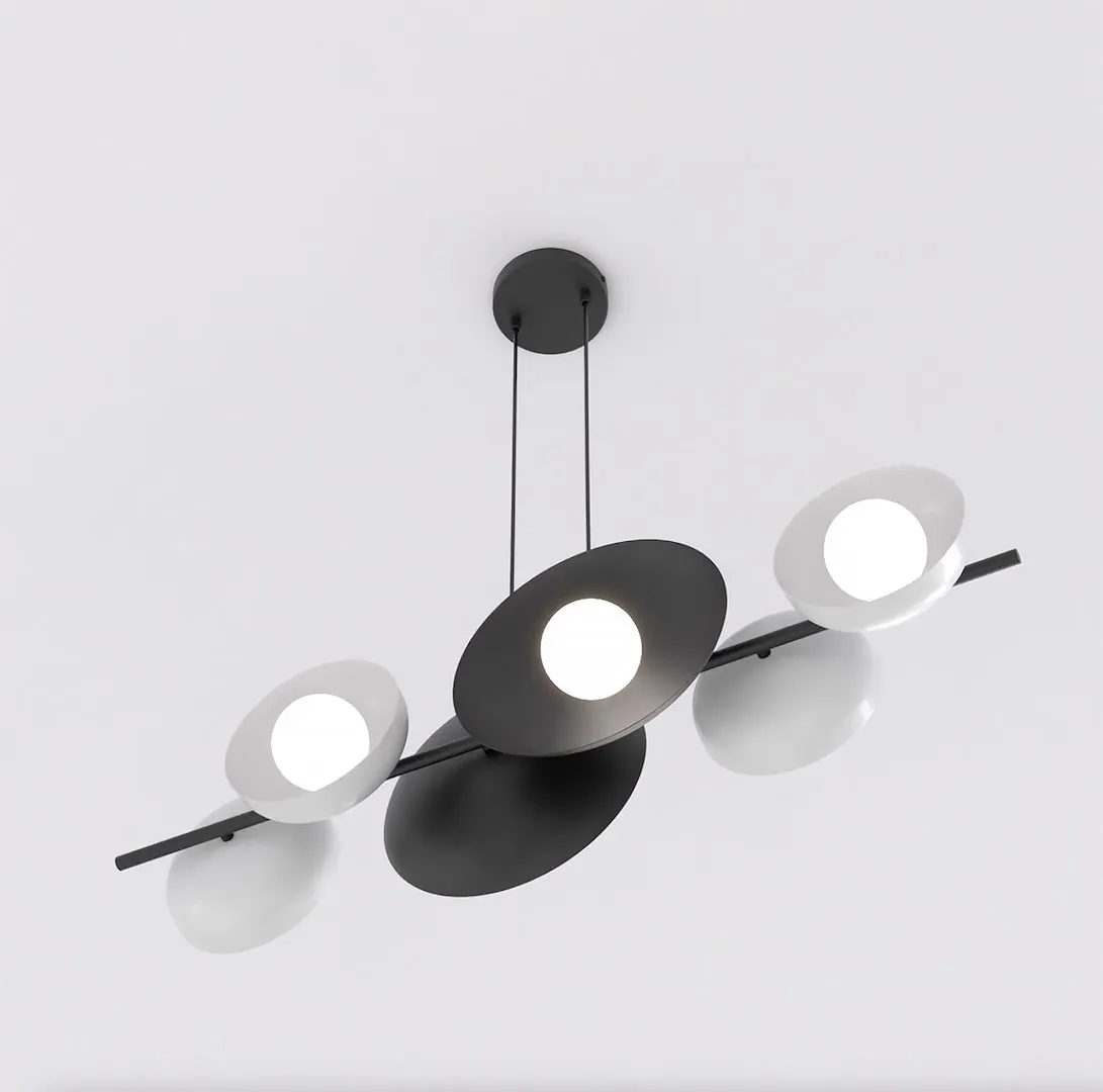 Lampa wisząca metalowa VOLUM 6 WHITE BL czarno - biała — zdjęcie 2