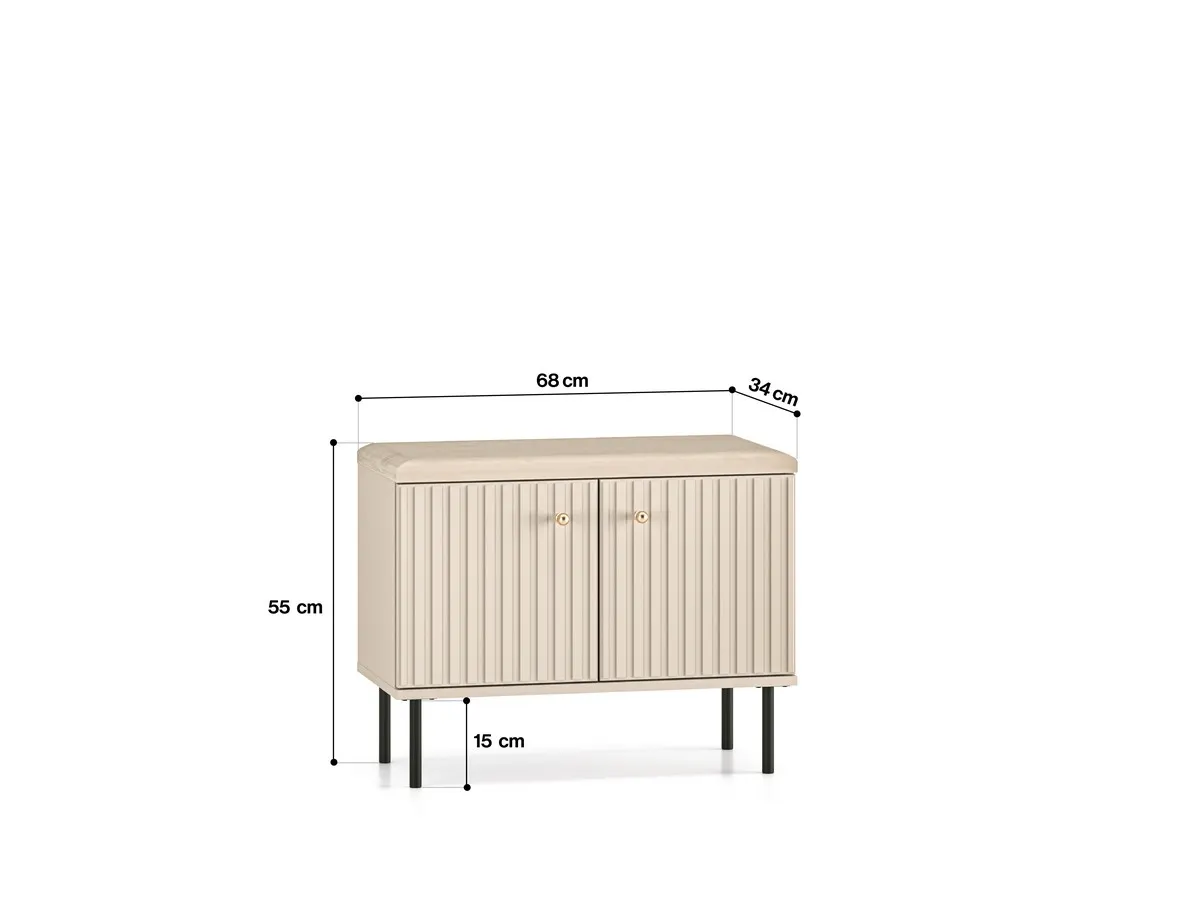 Szafka na buty 2-drzwiowa SOPHIE 16 cashmere z siedziskiem - 1SOPH16-001