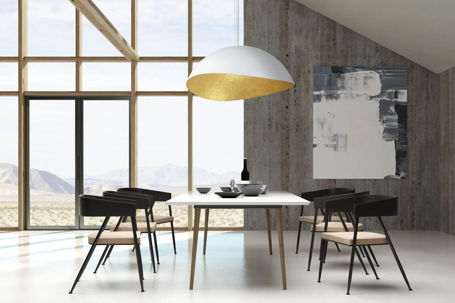 Lampa wisząca SOLARIS XL biało-złota - SI_40617