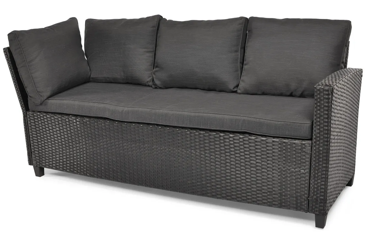 Narożnik ogrodowy wypoczynkowy SZTOKHOLM ze stołem technorattan czarny - FE5906480909794