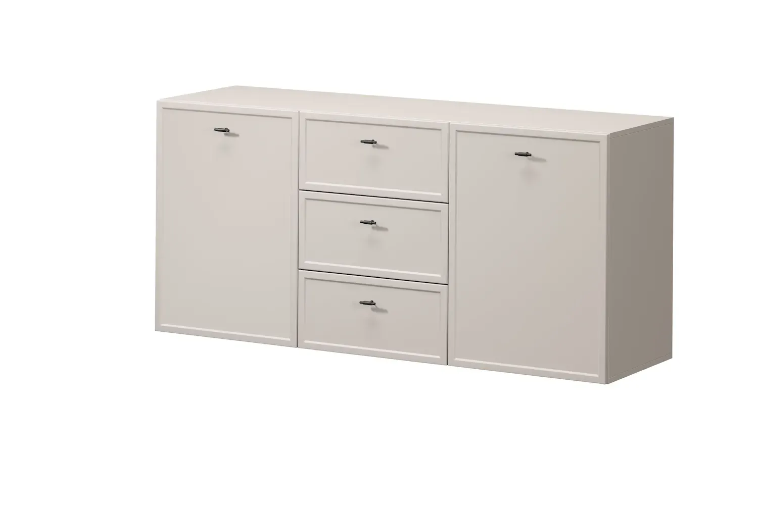 Komoda wisząca 2-drzwoiowa z 3 szufladami LORINI 150 - cashmere uchwyt T-bar czarny