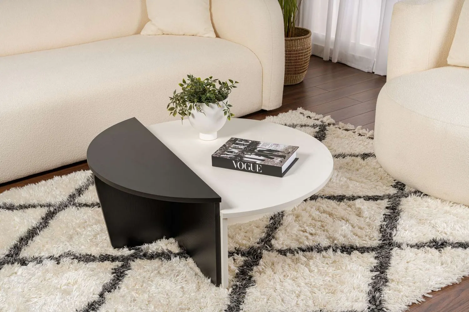 Stolik kawowy ORION 2-elementowy 90x90 czarny biały efekt drewna - ASI_353NRD1121