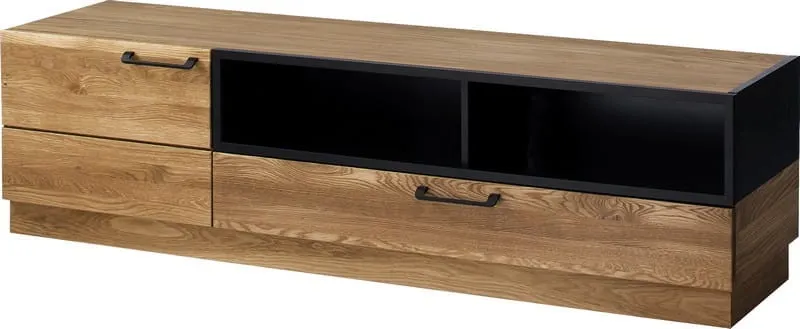 Szafka RTV 1-drzwiowa z szufladą MOSAIC 25 drewniana - dąb miodowy czarny mat 170x46x42cm