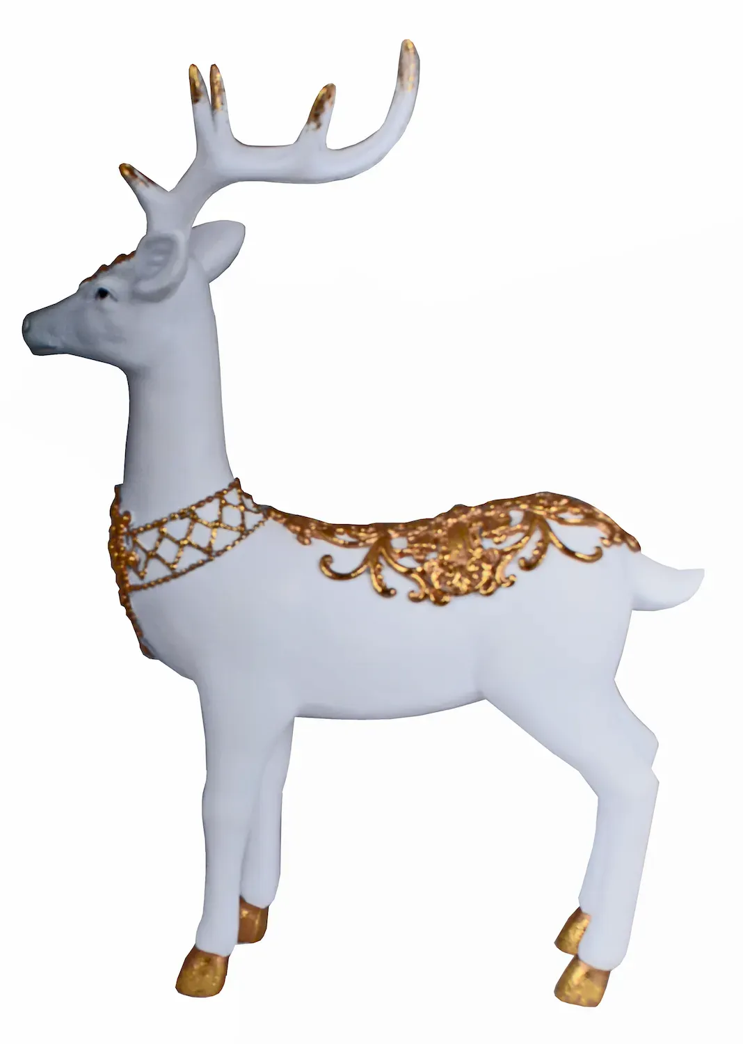 Figurka RENIFER STOJĄCY złoty biały Figurka RENIFER STOJĄCY złoty biały