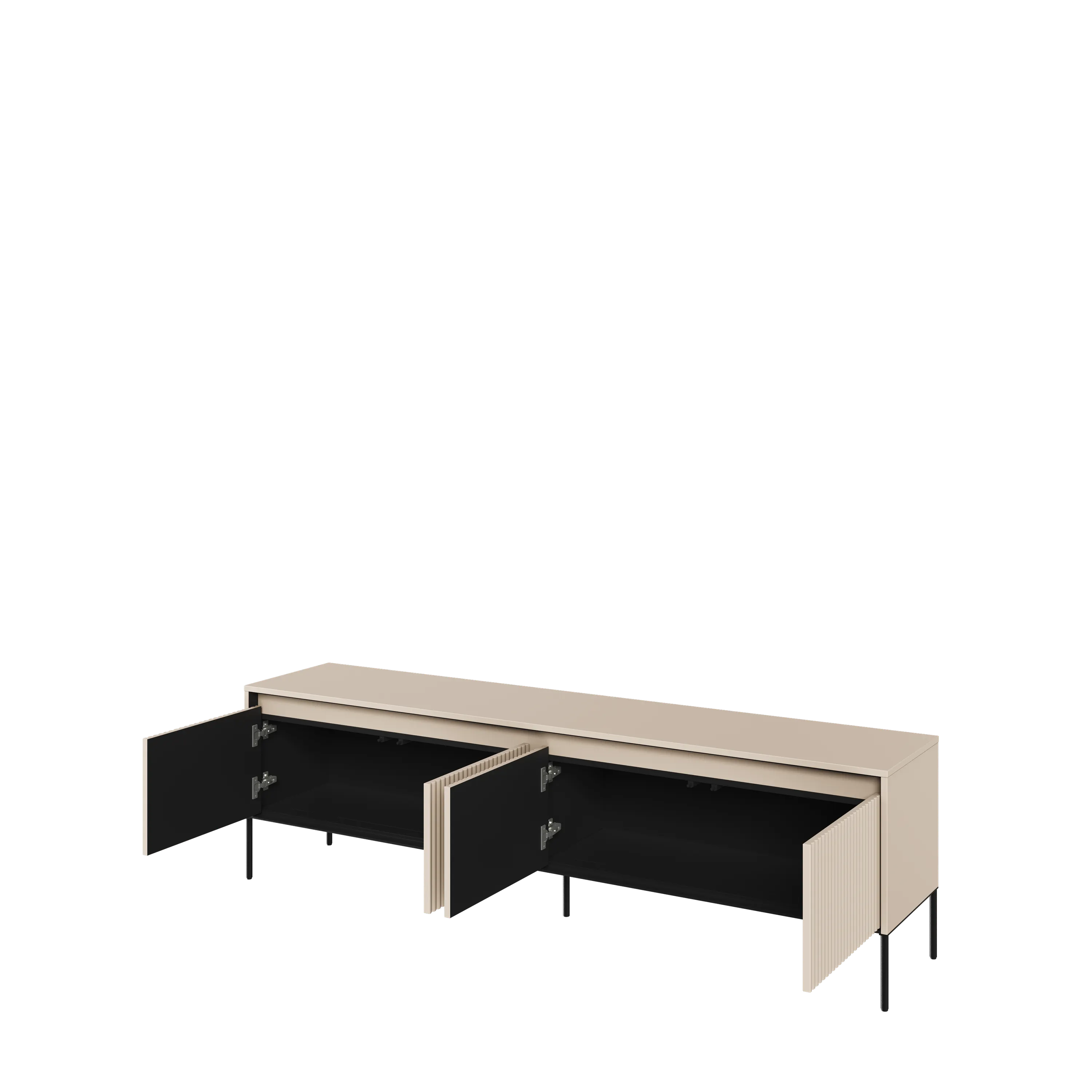 Szafka RTV z oświetleniem TREND TR-06 4D 192cm beż piaskowy/czarny - TR6BPC-V2