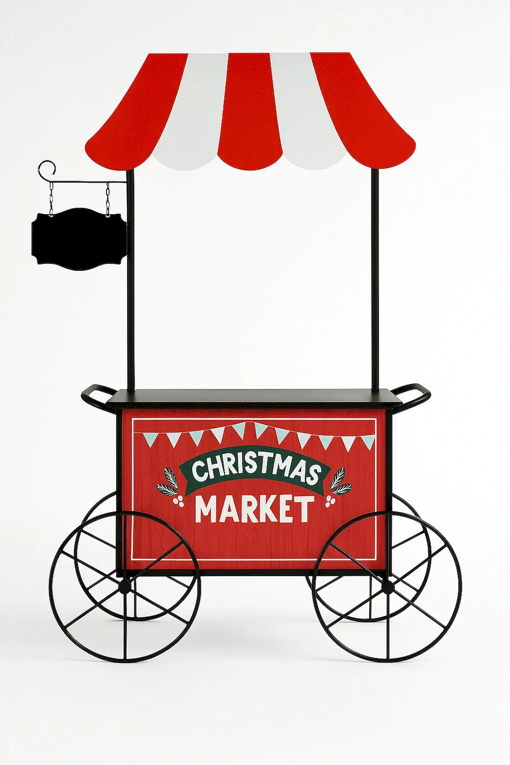 Dekoracja metalowa STRAGAN BOŻONARODZENIOWY czerwono-biało-czarny