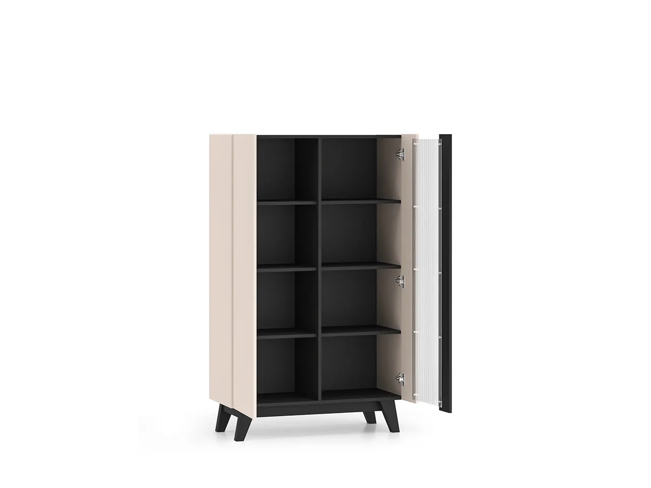 Witryna szklana 2-drzwiowa FRESHION 155 cm beżowo-czarna - 1FRES02-001