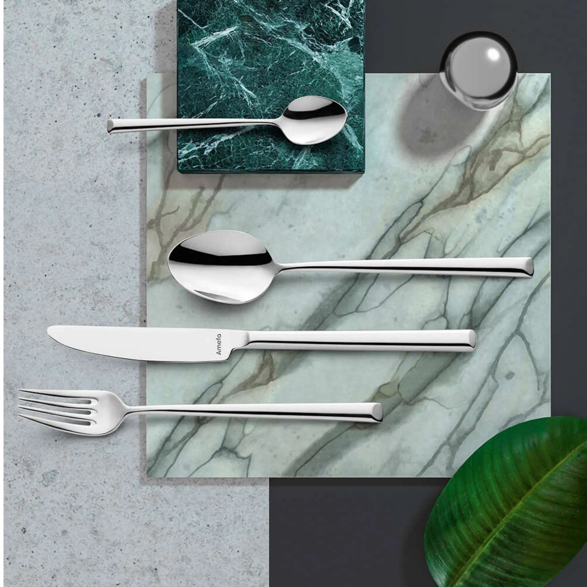 sztućce, nóż, widelec, łyżka, minimalistyczne srebrne