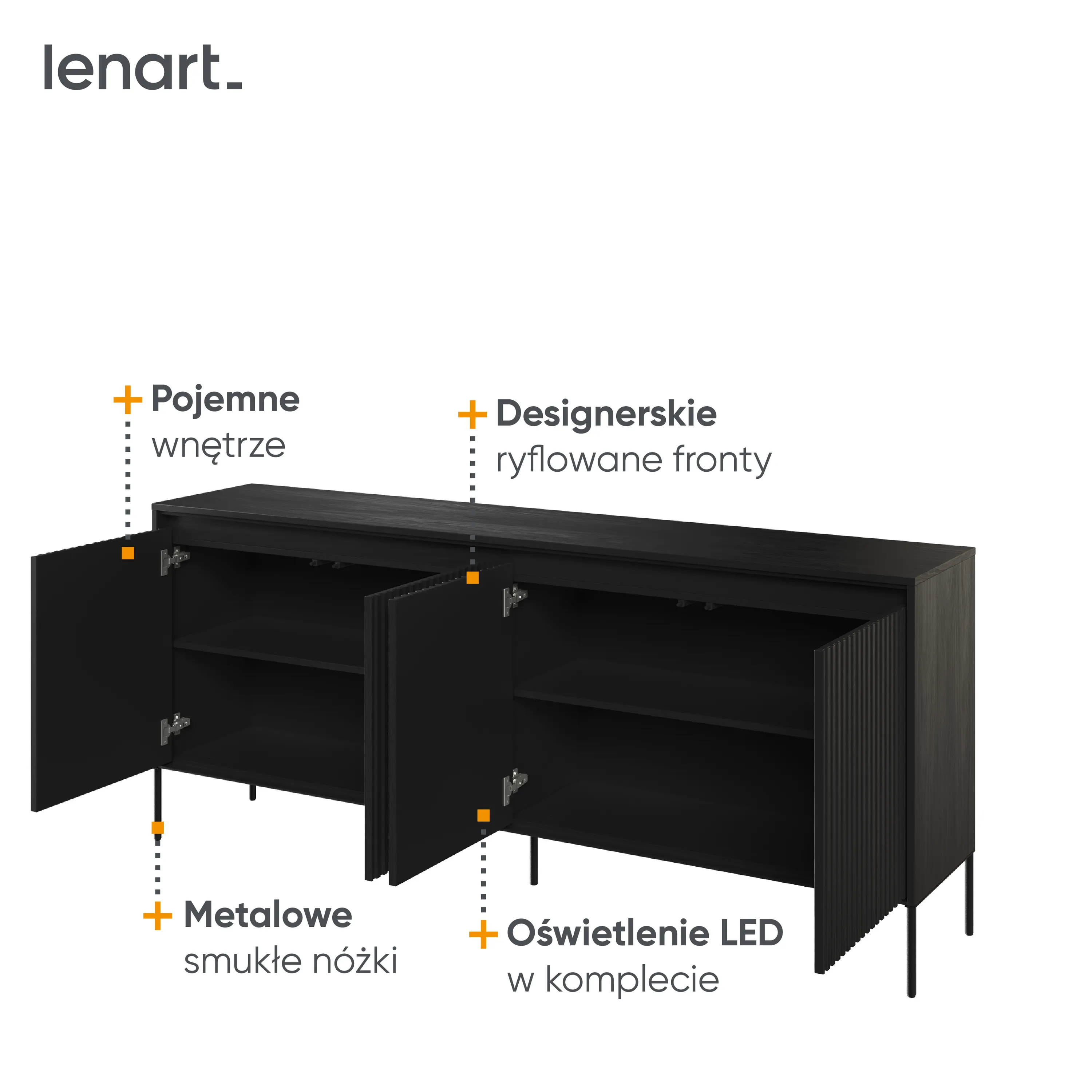 Komoda z oświetleniem TREND TR-04 4D czarna - TR4C-V2