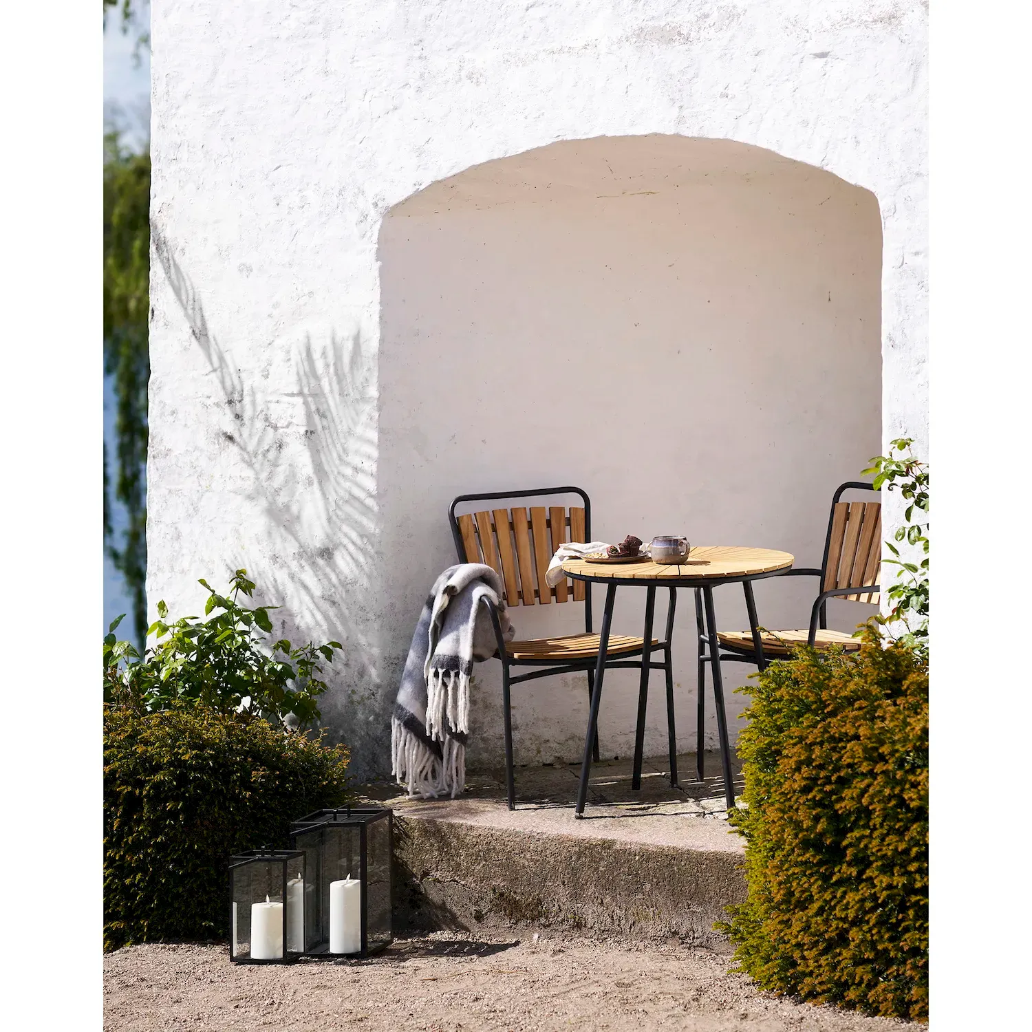 Koc z frędzlami CARMEL 130x170cm 52% wełny szary biały - 3960926