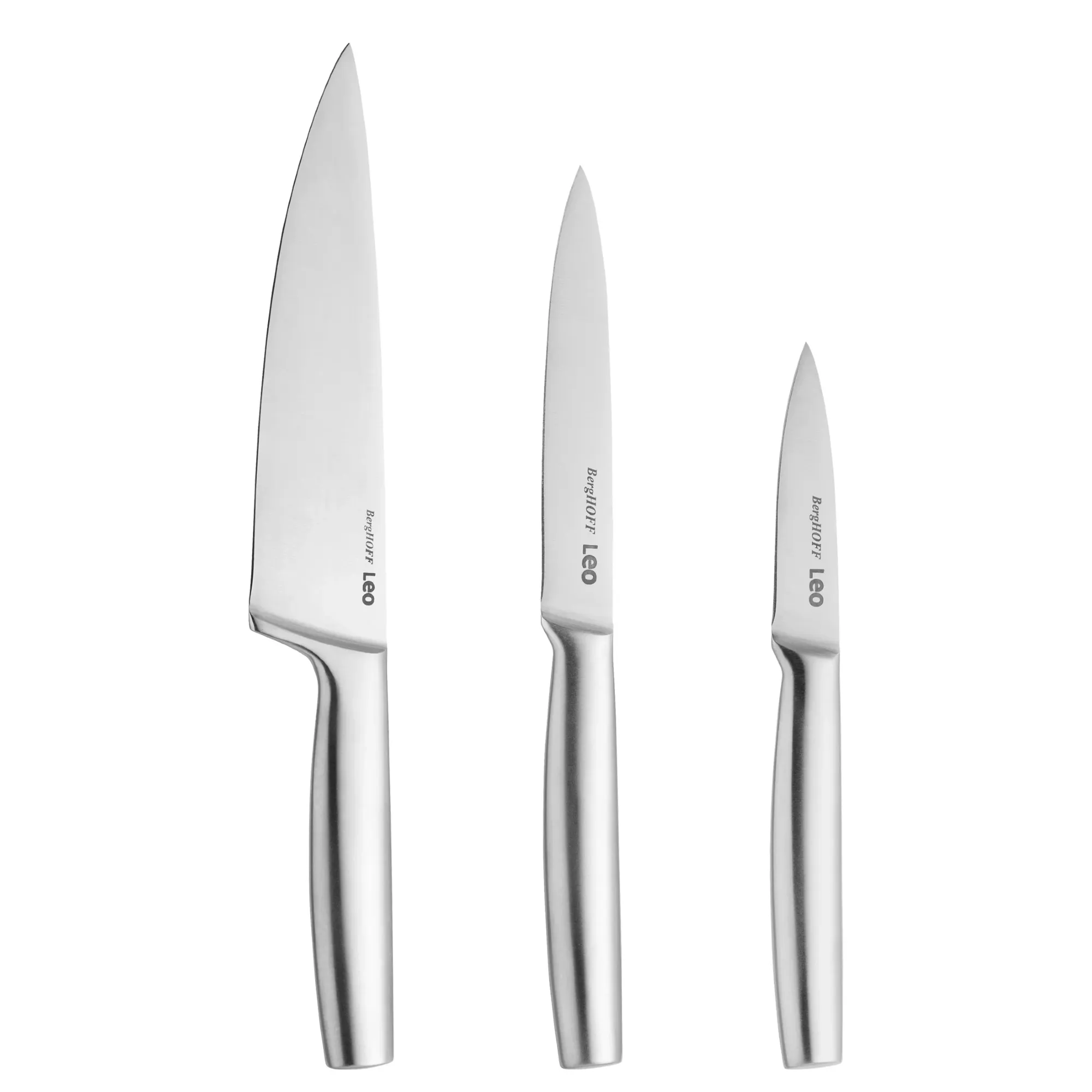 image noże, zestaw noży, stal nierdzewna, trzy sztuki, gładkie wykończenie