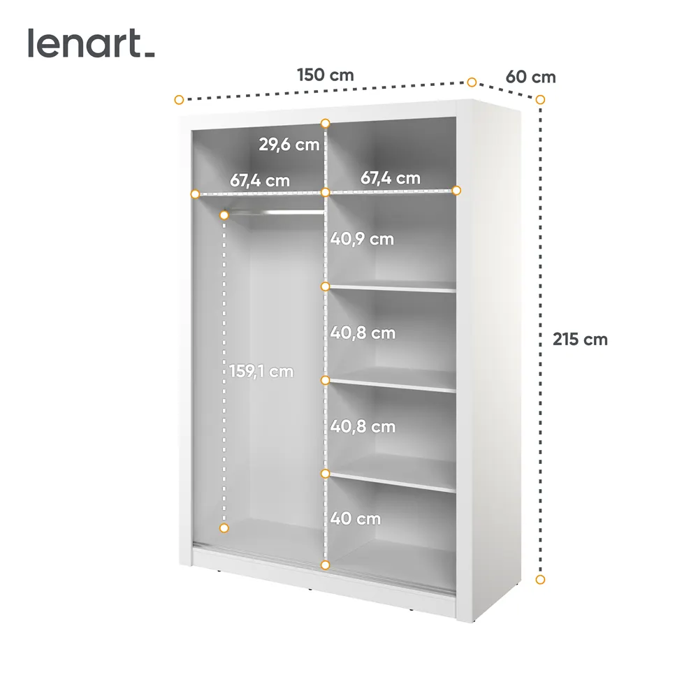 Szafa 150cm ARTI AR-18 2D biała - AR18BI