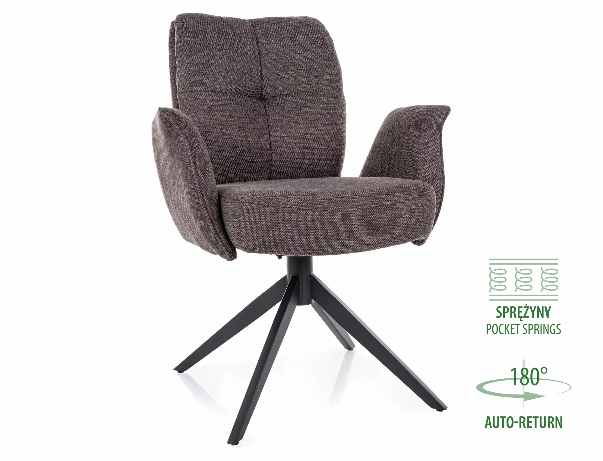 Krzesło obrotowe z podłokietnikami WING Brego 40 cappuccino czarny stelaż Signal