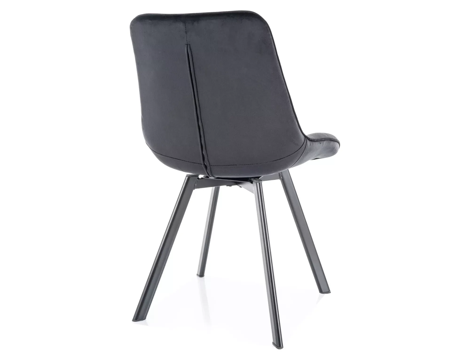 Krzesło tapicerowane MONTI VELVET pikowane czarne na czarnych nogach - MONTIVCC