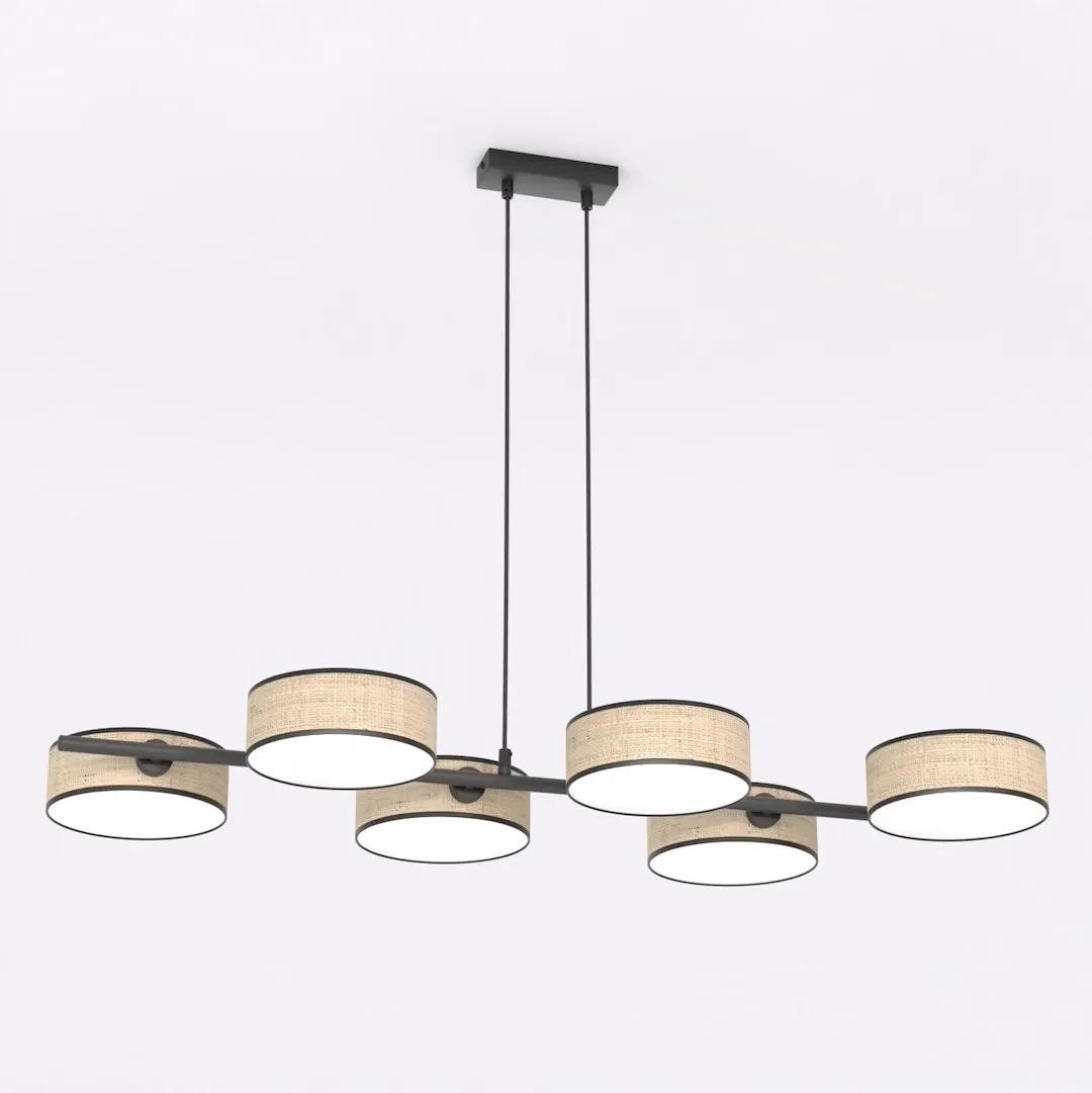 Lampa wisząca DRUMZ 6 abażur naturalny czarny